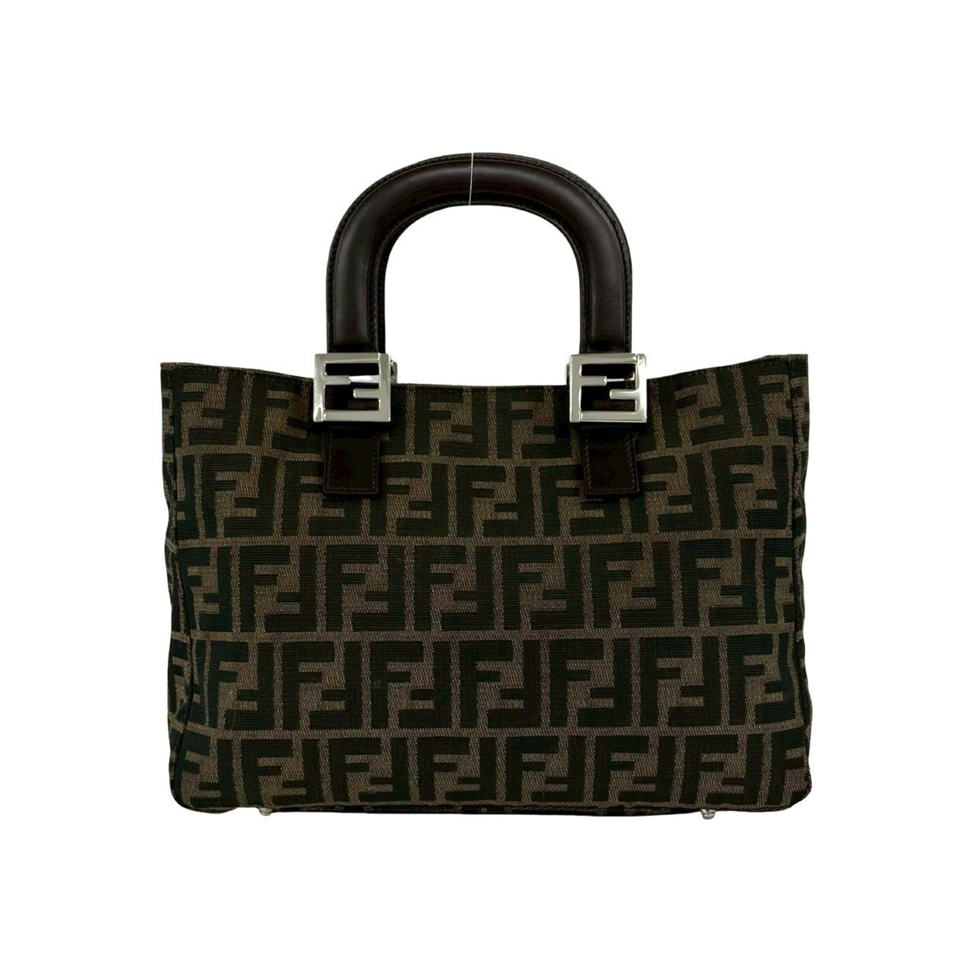 Fendi FENDI Vintage Zucca FF Pattern Canvas Leather Genuine Handbag Tote Bag Brown Black 20077 Size ONE SIZE - 3 Thumbnail
