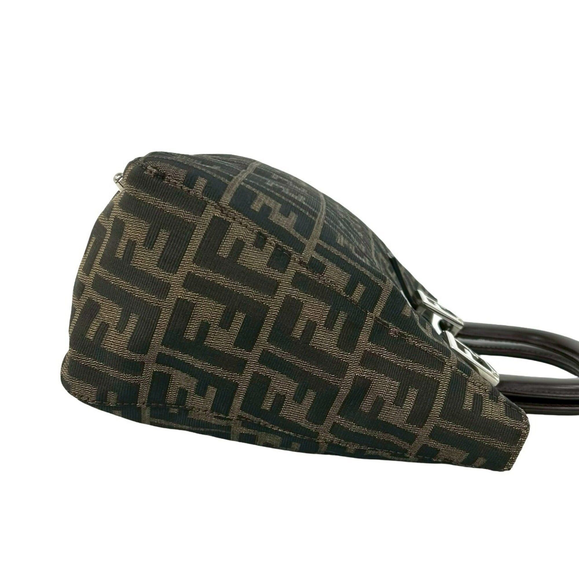 Fendi FENDI Vintage Zucca FF Pattern Canvas Leather Genuine Handbag Tote Bag Brown Black 20077 Size ONE SIZE - 6 Thumbnail