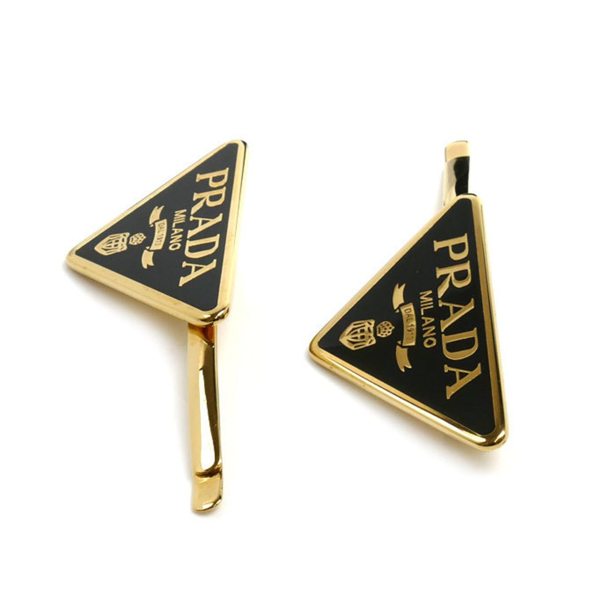Prada PRADA Brass Hairpins with Triangle Logo, Set of 2, Hair Accessories, 1IF051_2BA6_F0632, Women's Size ONE SIZE - 2 Thumbnail
