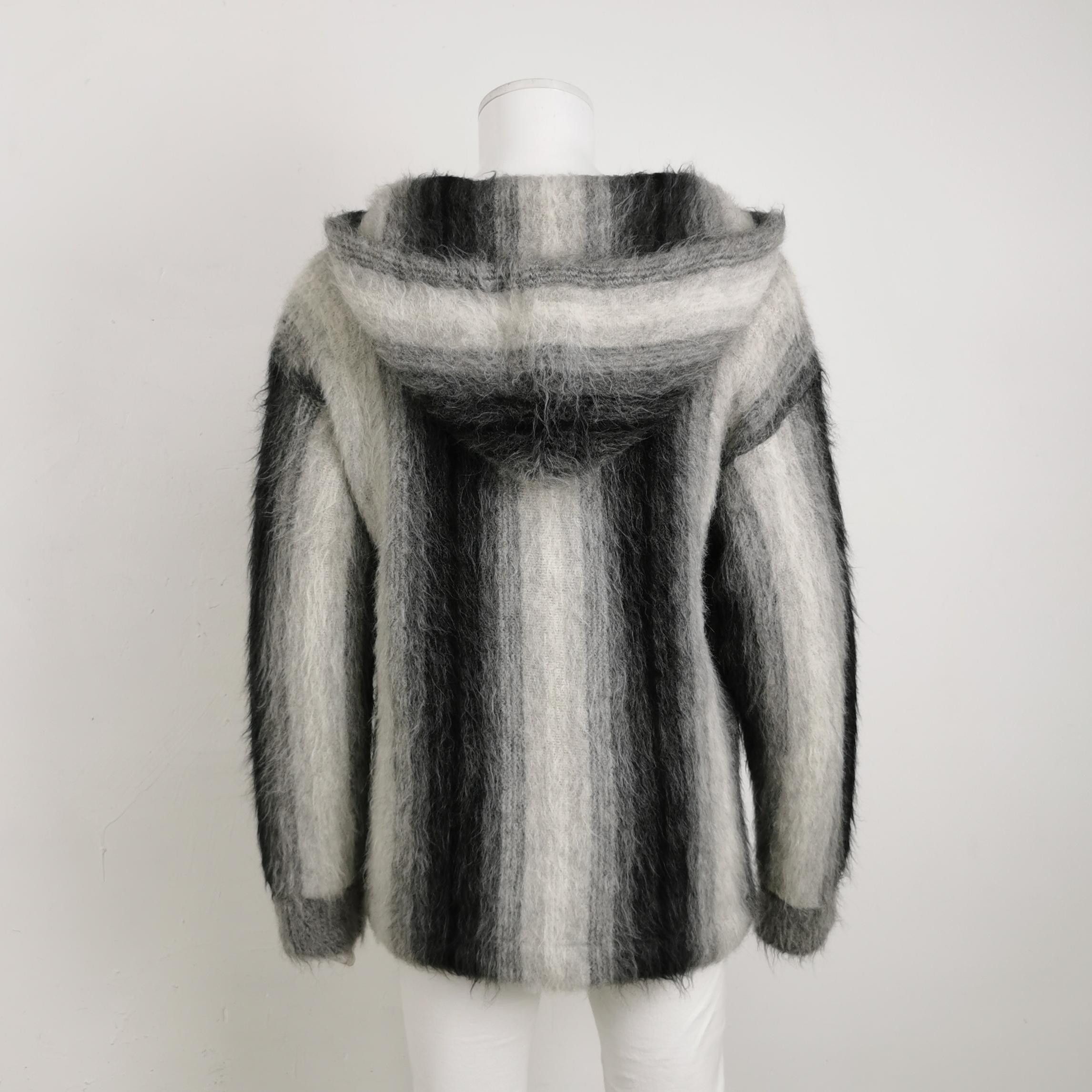 Celine Celine Striped Hooded Mohair Sweater Size M Size US M / EU 48-50 / 2 - 2 Thumbnail