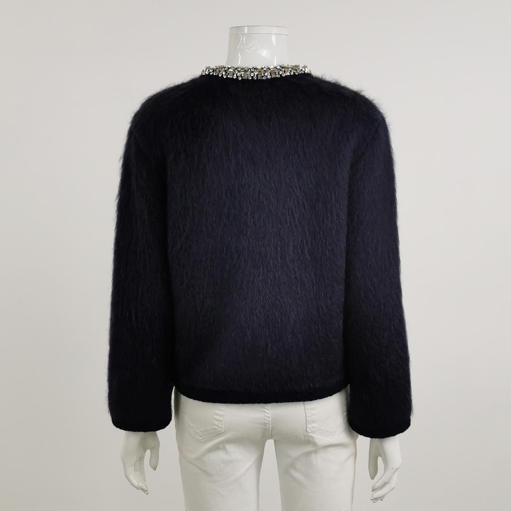 Celine Celine Crystal Embellished Mohair Cardigan Size S Size S / US 4 / IT 40 - 2 Thumbnail