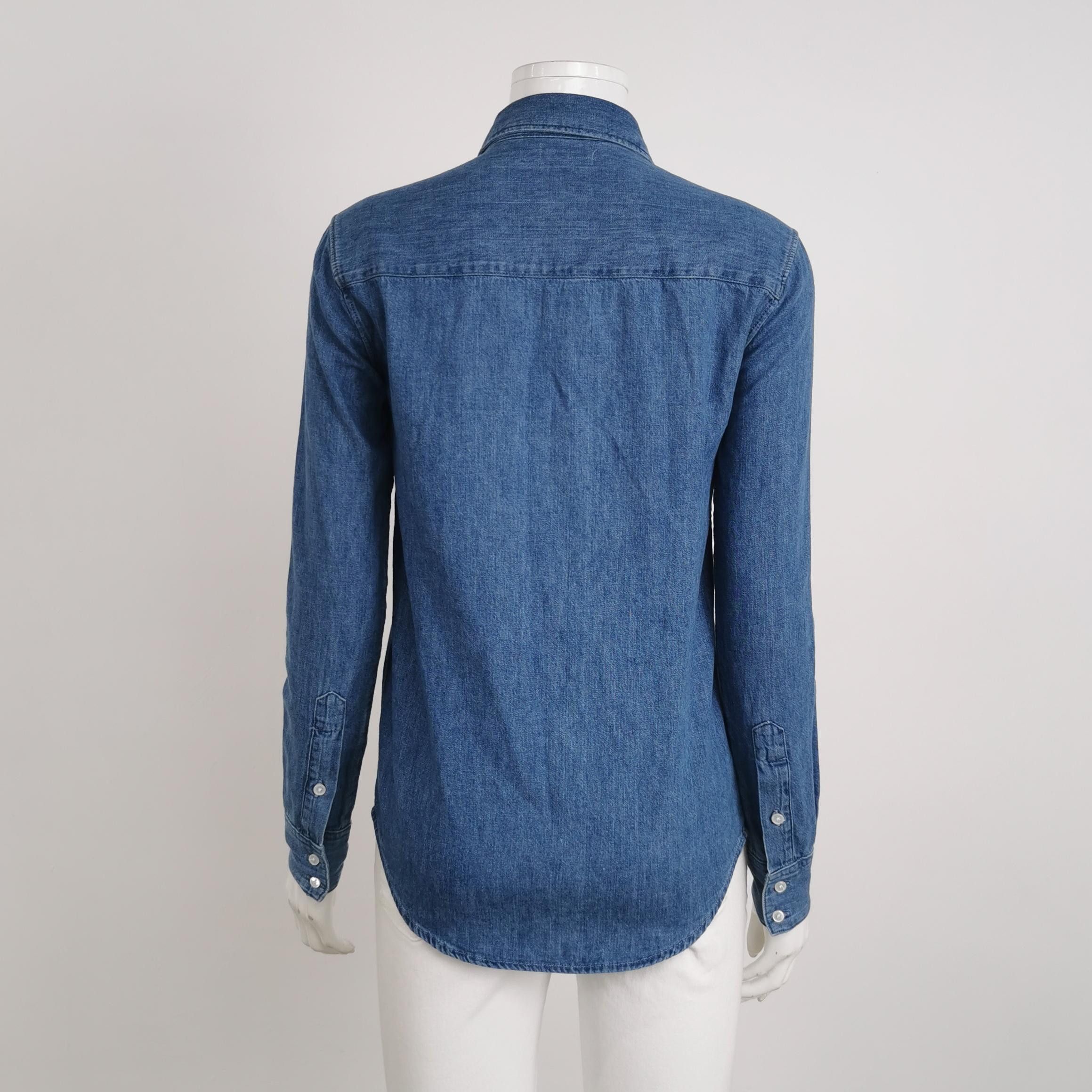 Celine Celine Embroidered Denim Button Up Shirt Size XS Size XS / US 0-2 / IT 36-38 - 2 Thumbnail