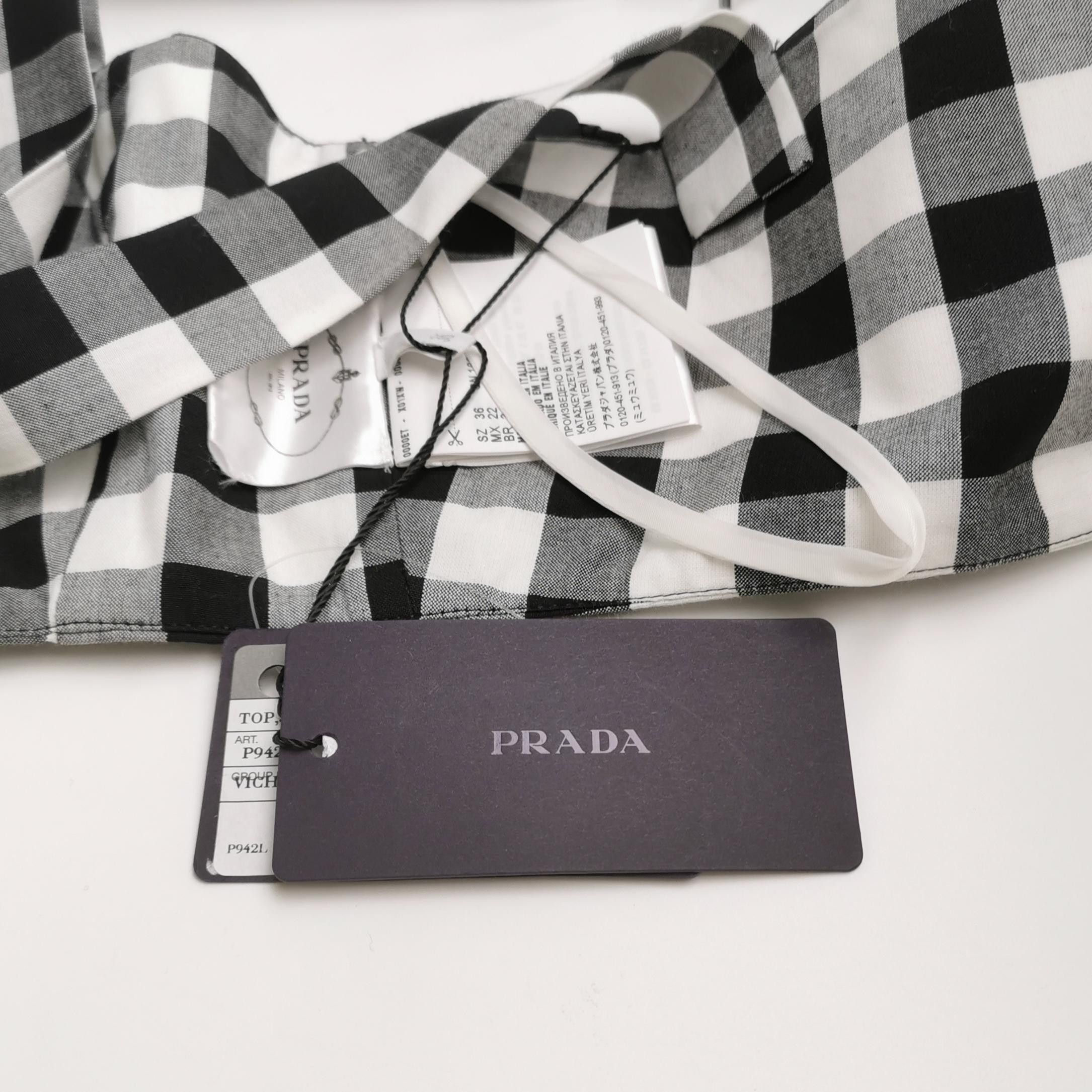 Prada Prada Gingham Check Crop Top Size 36 Size XS / US 0-2 / IT 36-38 - 3 Thumbnail