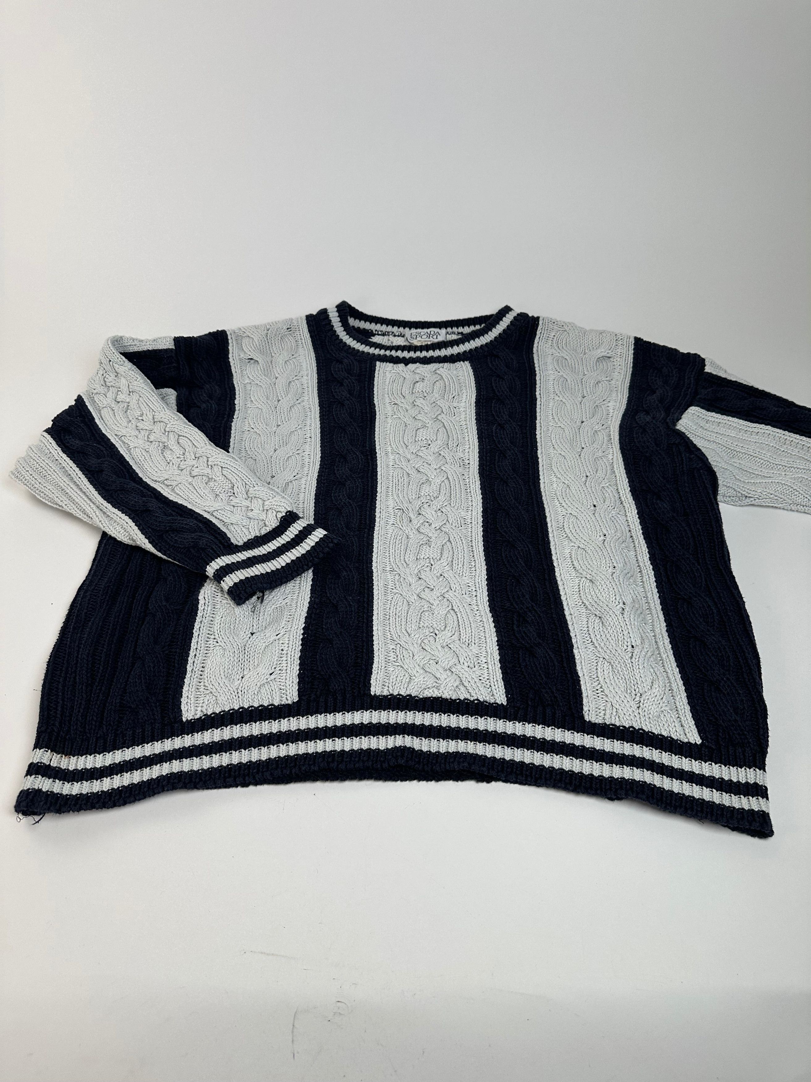 Escada Vintage Cotton Sweater Navy Size L / US 10 / IT 46 - 5 Thumbnail