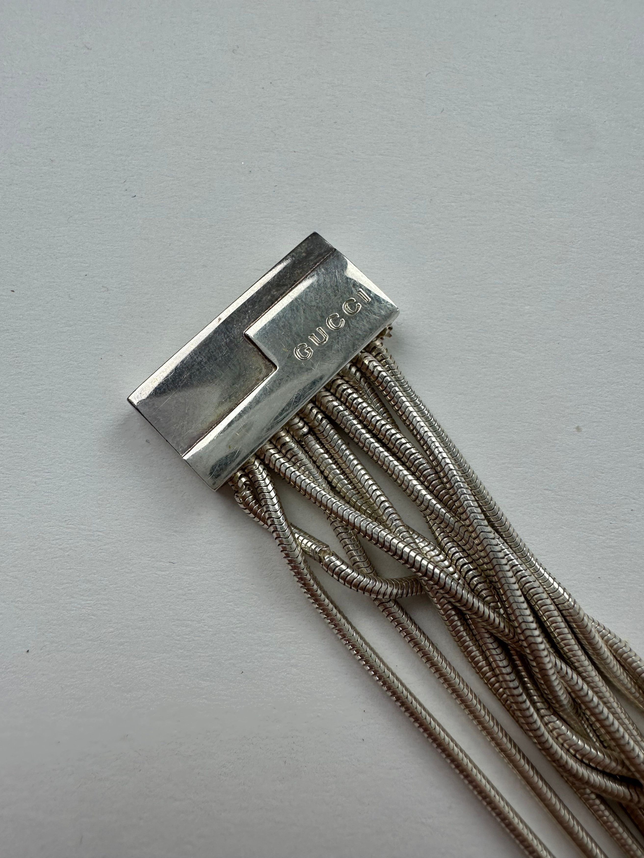 Gucci Vintage Logo Engraved Bracelet Silver Metal Size ONE SIZE - 4 Thumbnail