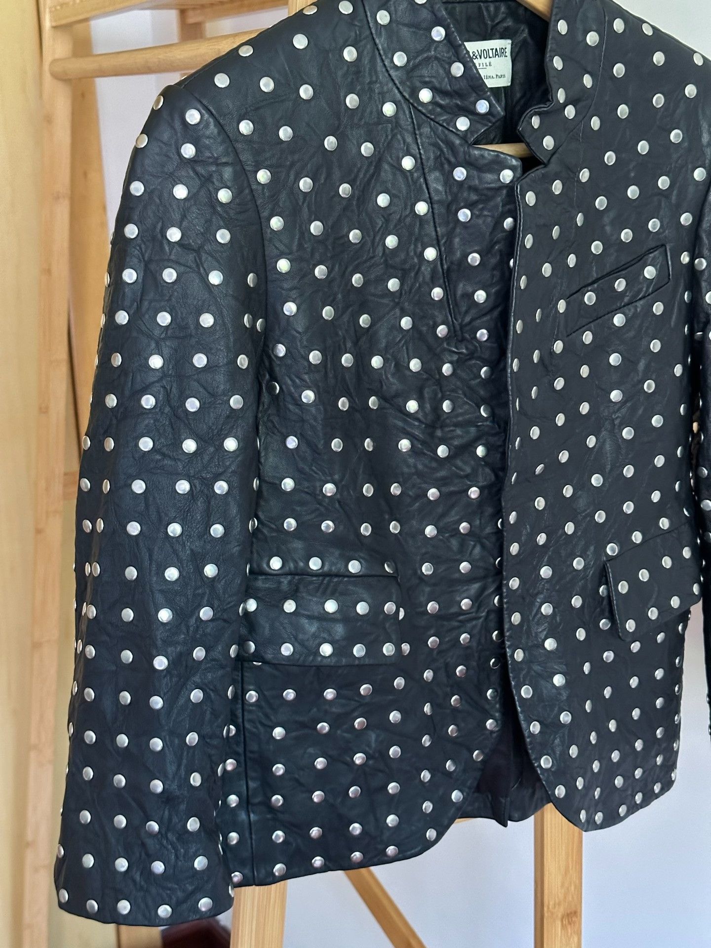 Zadig & Voltaire Zadig Voltaire Rivet Sheepskin Leather Jacket Size XS / US 0-2 / IT 36-38 - 3 Thumbnail