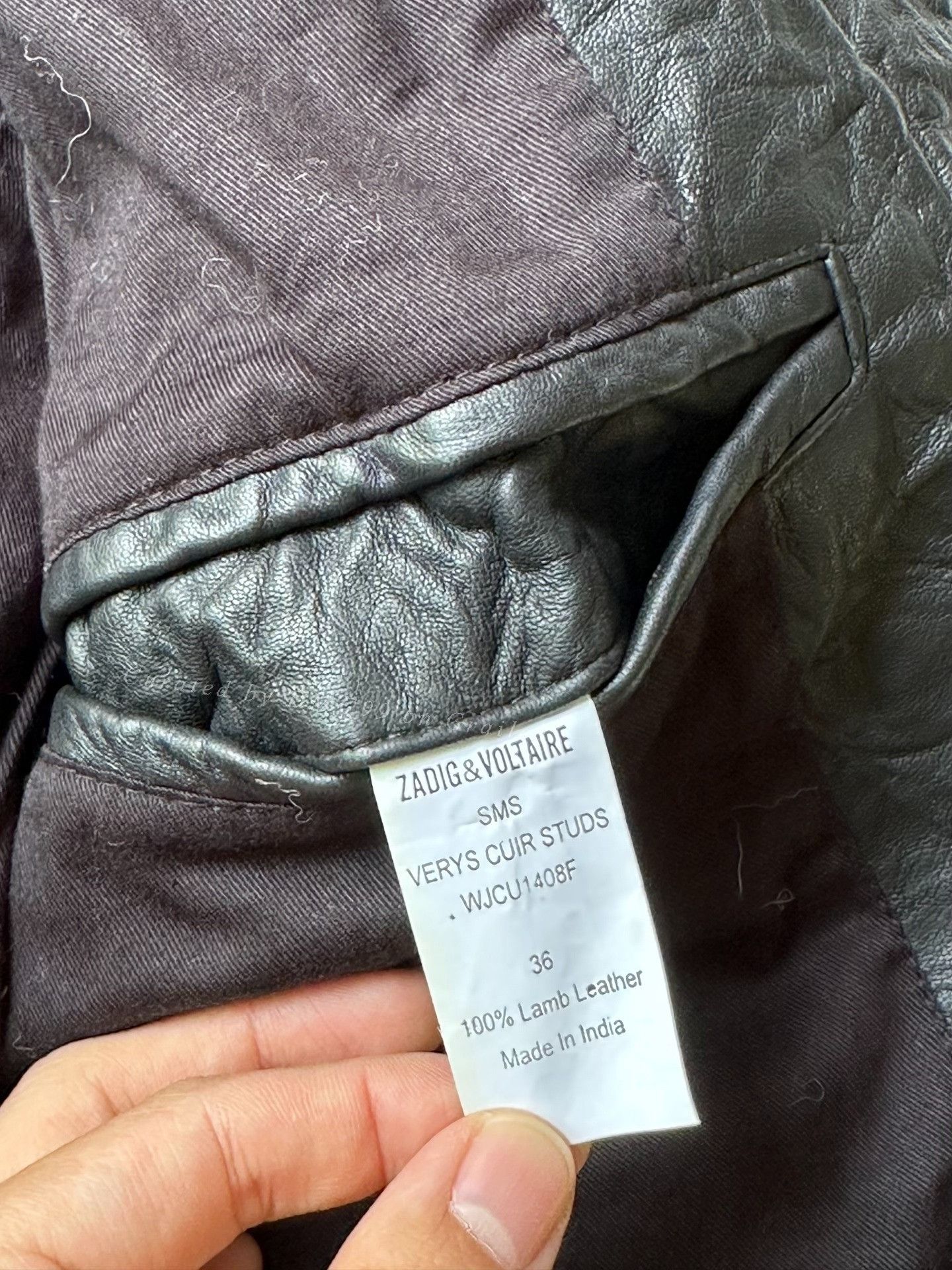 Zadig & Voltaire Zadig Voltaire Rivet Sheepskin Leather Jacket Size XS / US 0-2 / IT 36-38 - 8 Thumbnail