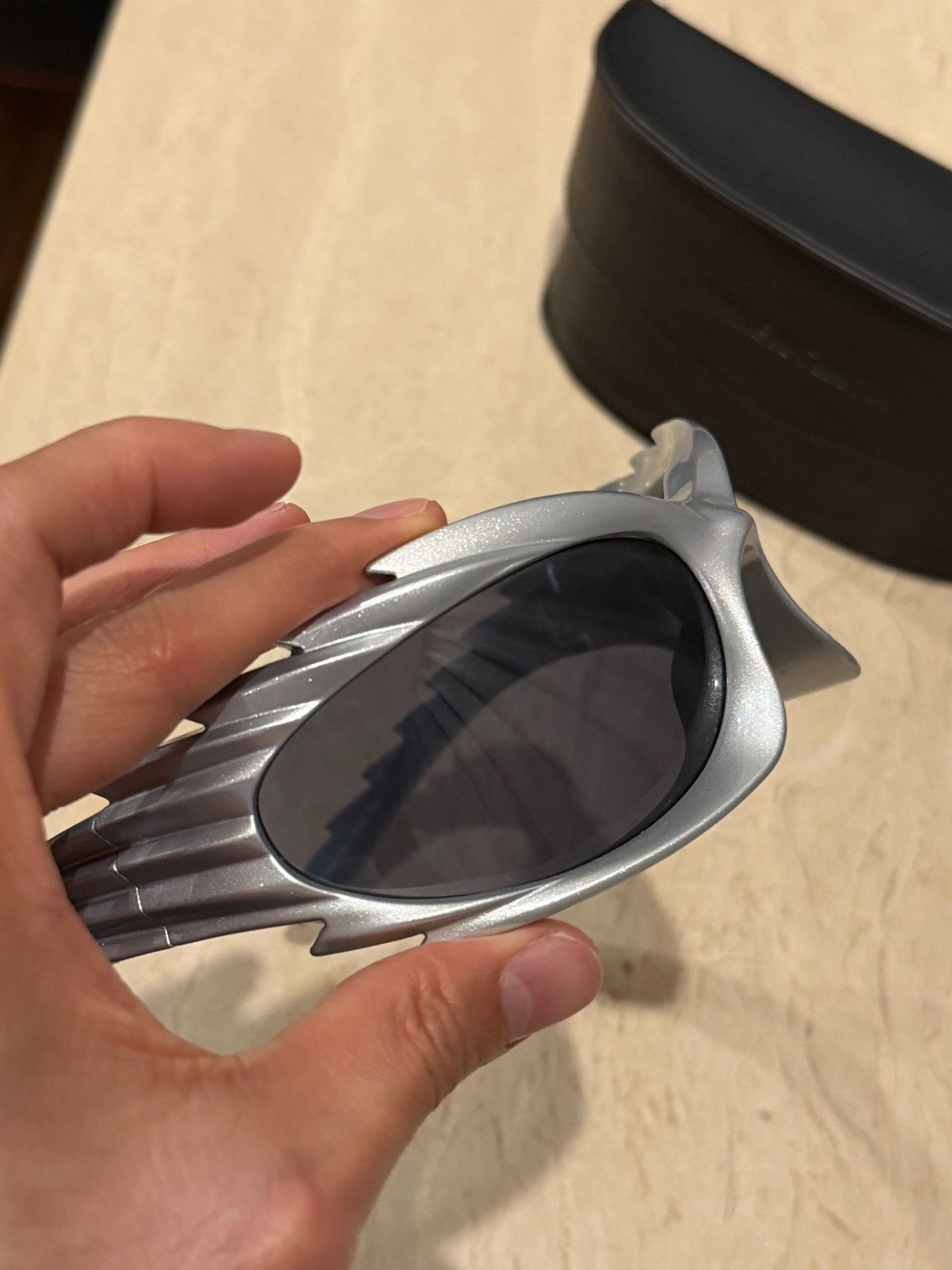 Balenciaga Balenciaga Sawtooth Silver Sunglasses Size ONE SIZE - 7 Thumbnail