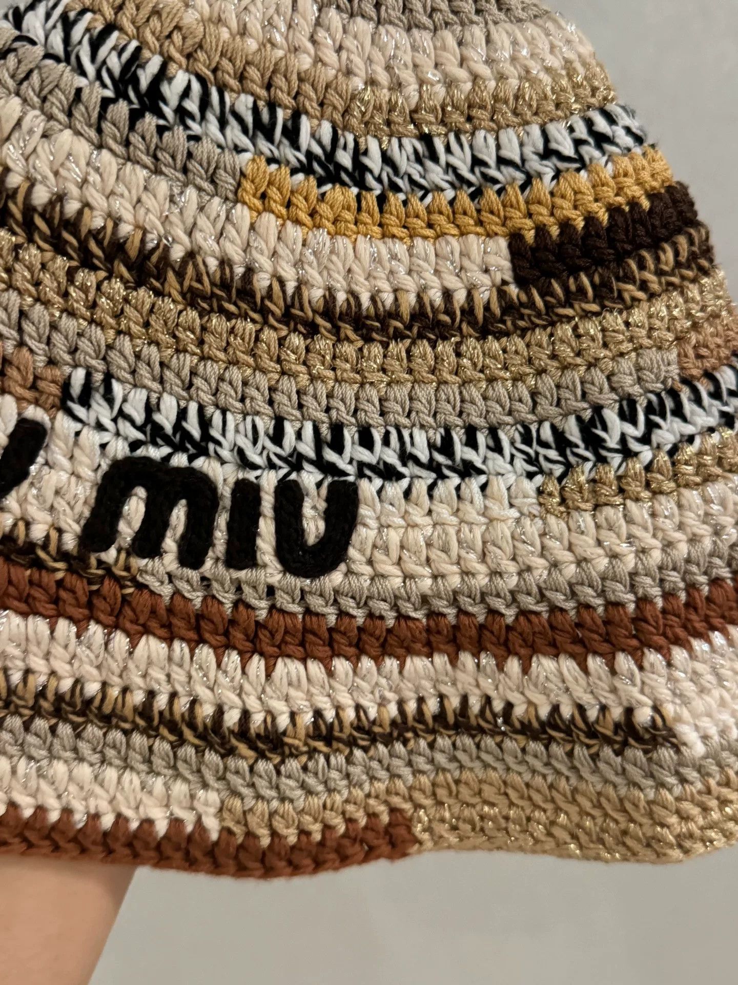 Miu Miu Miumiu Gold Woven Bucket Hat Size ONE SIZE - 2 Thumbnail