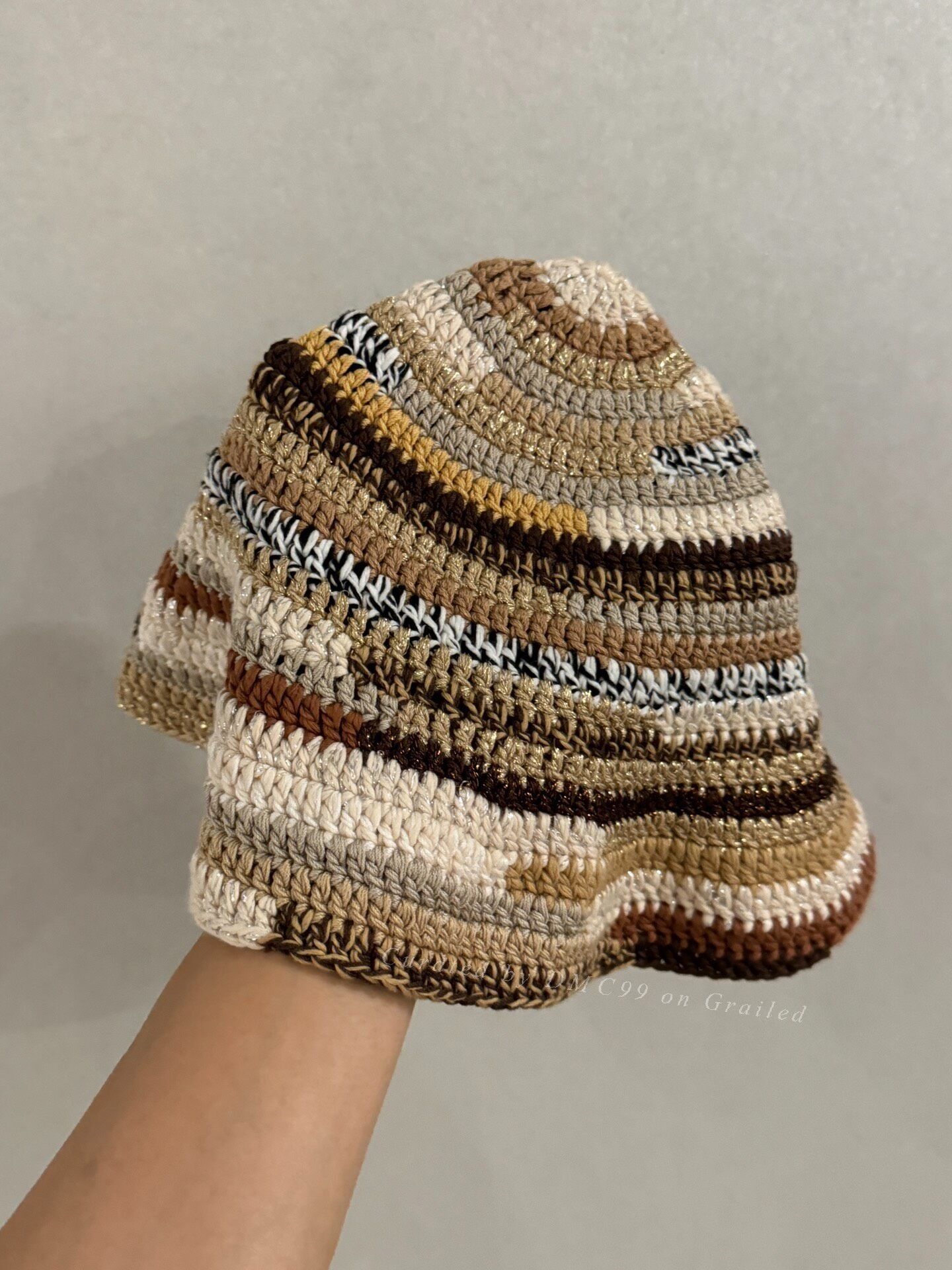 Miu Miu Miumiu Gold Woven Bucket Hat Size ONE SIZE - 3 Thumbnail