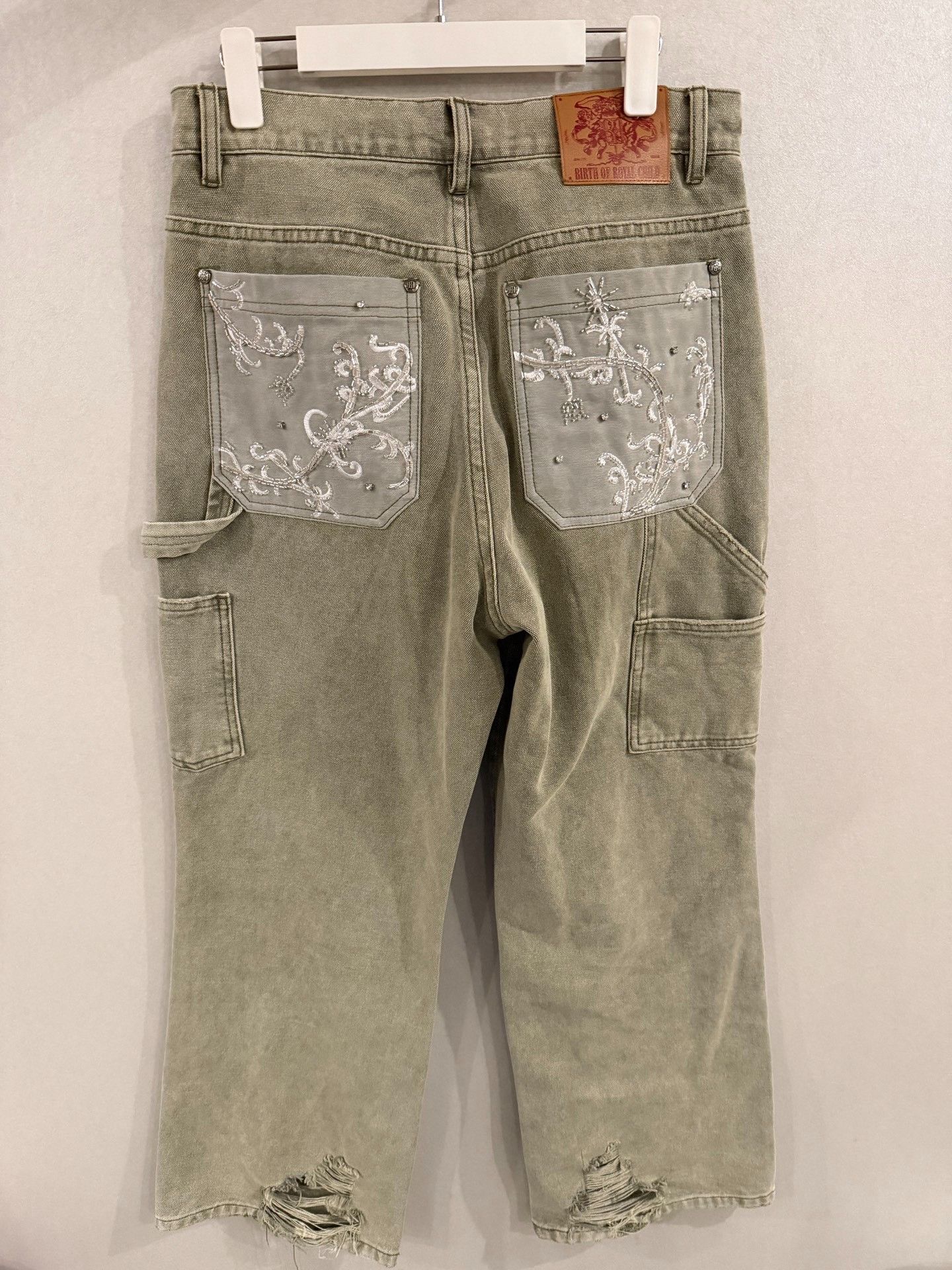 BORO Denim BORC Embroidered Royal Bead Cargo Pants Size 42" / US 20 - 2 Thumbnail
