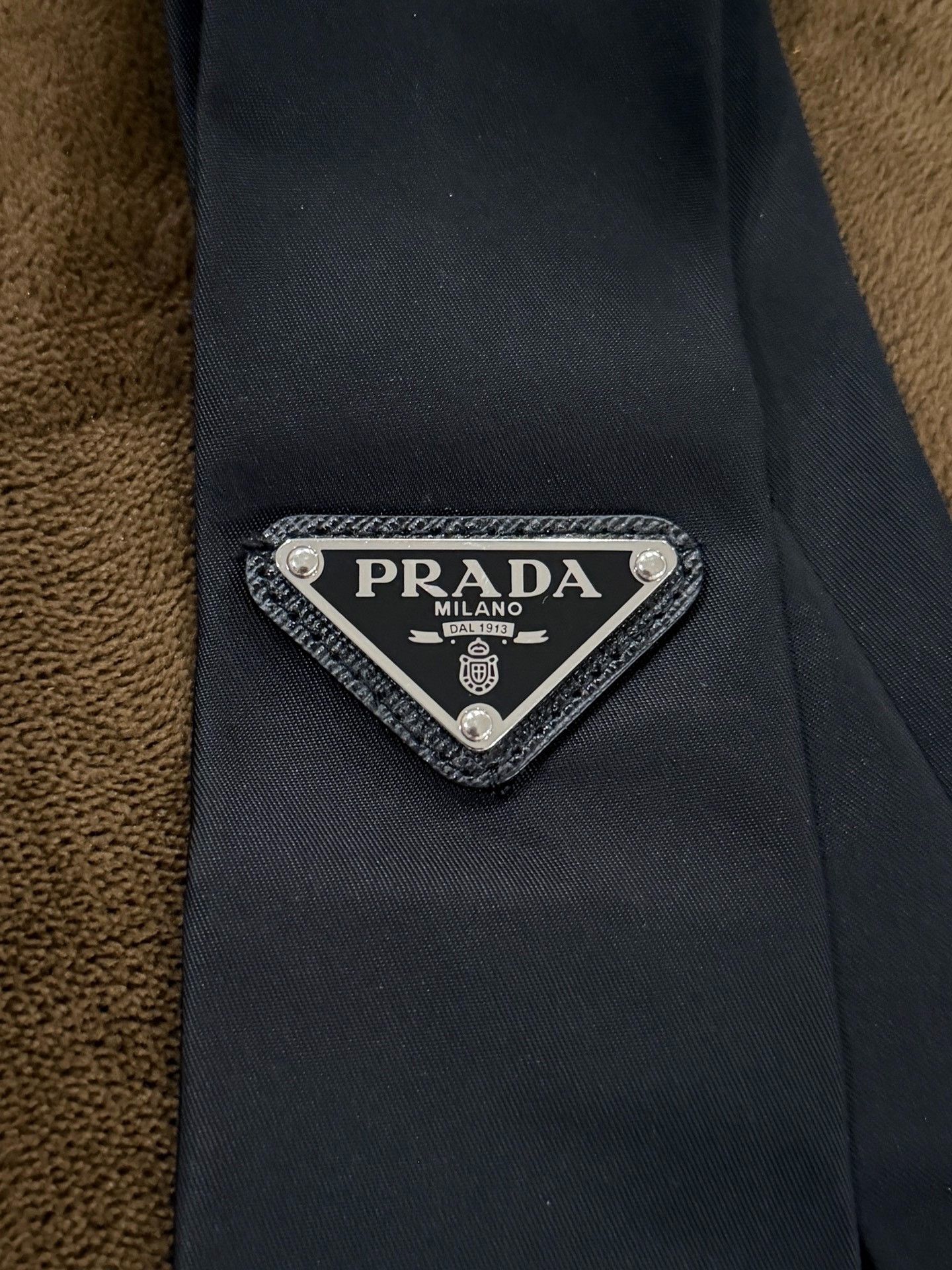Prada Prada Black Nylon Triangle Logo Tie Size ONE SIZE - 2 Thumbnail