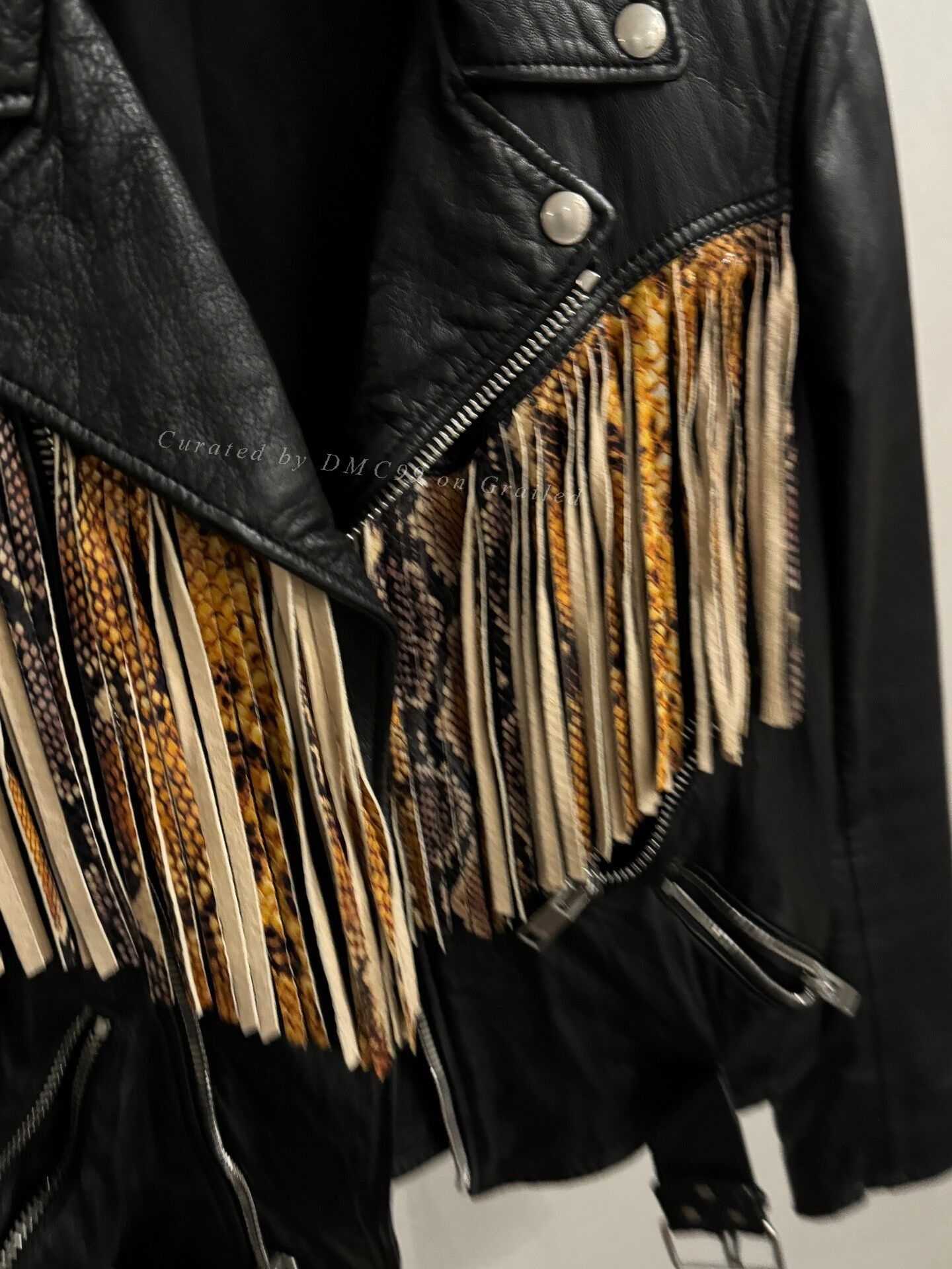 Saint Laurent Paris SLP Snakeskin Fringe Leather Jacket Size XS / US 0-2 / IT 36-38 - 2 Thumbnail