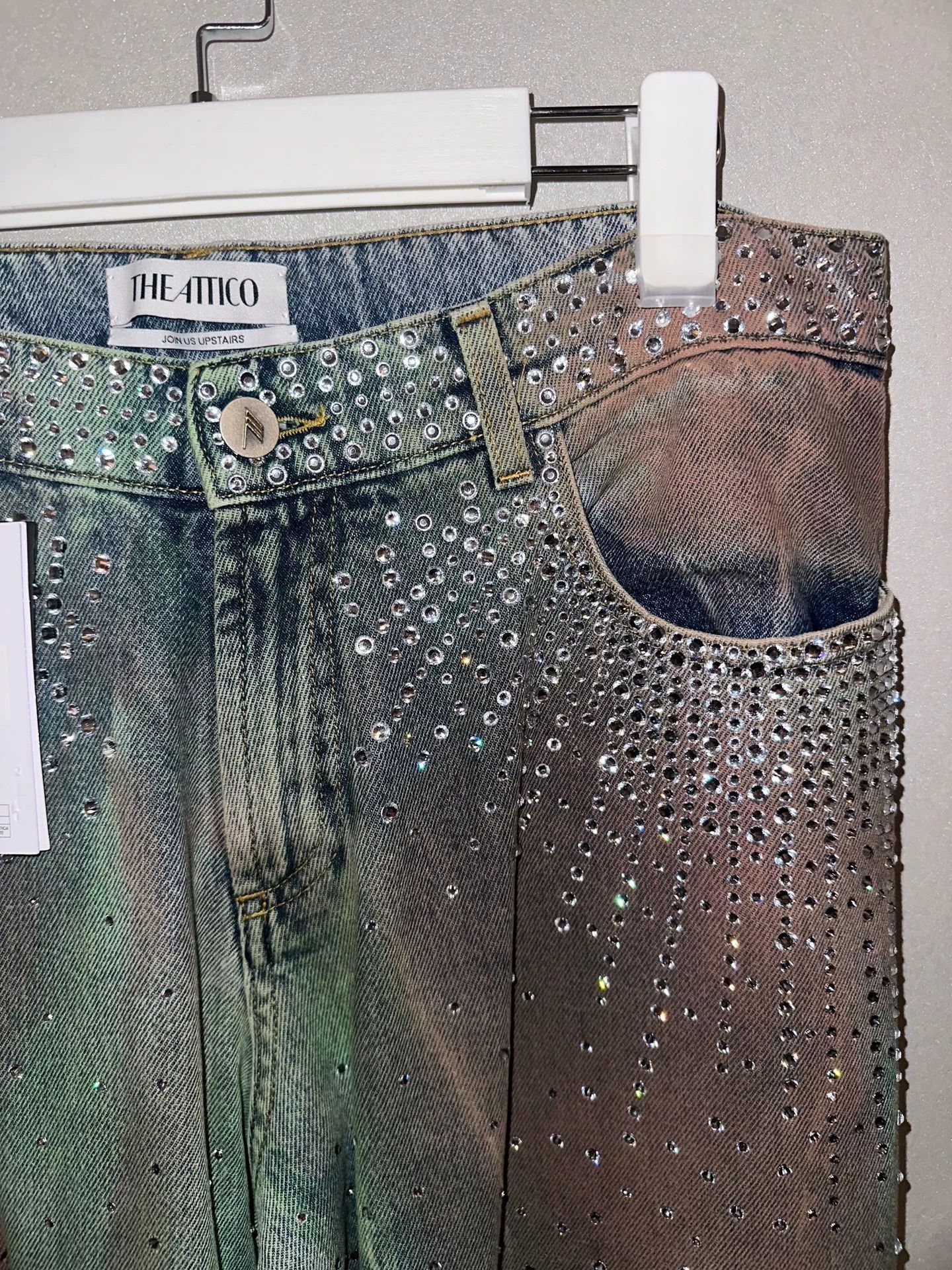 The Attico The Attico Rhinestone Embellished Jeans Size 27" / US 4 / IT 40 - 4 Thumbnail