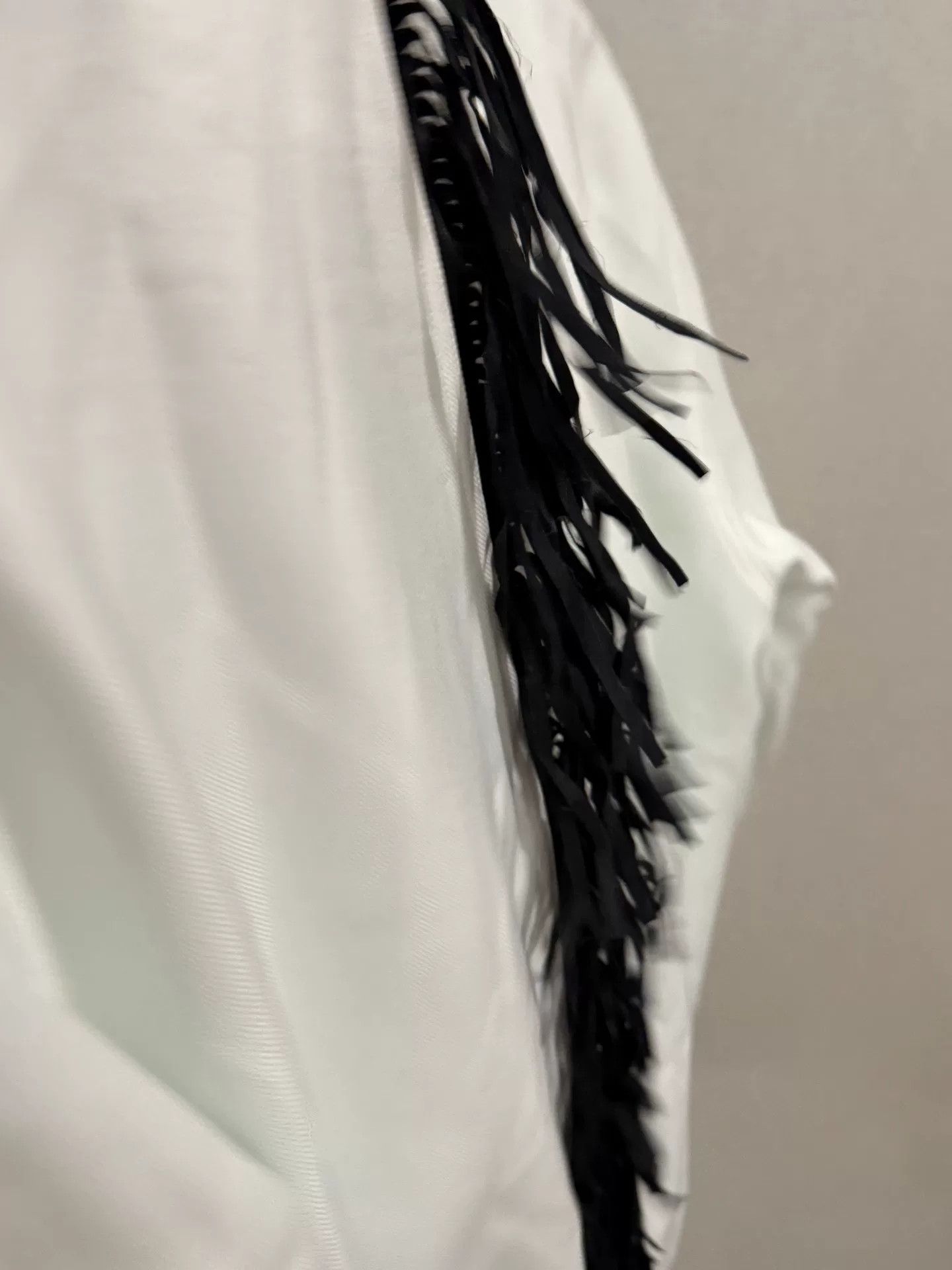 Only The Blind Blind No Plan White Leather Patchwork Fringe Sport Jacket Size US M / EU 48-50 / 2 - 4 Thumbnail