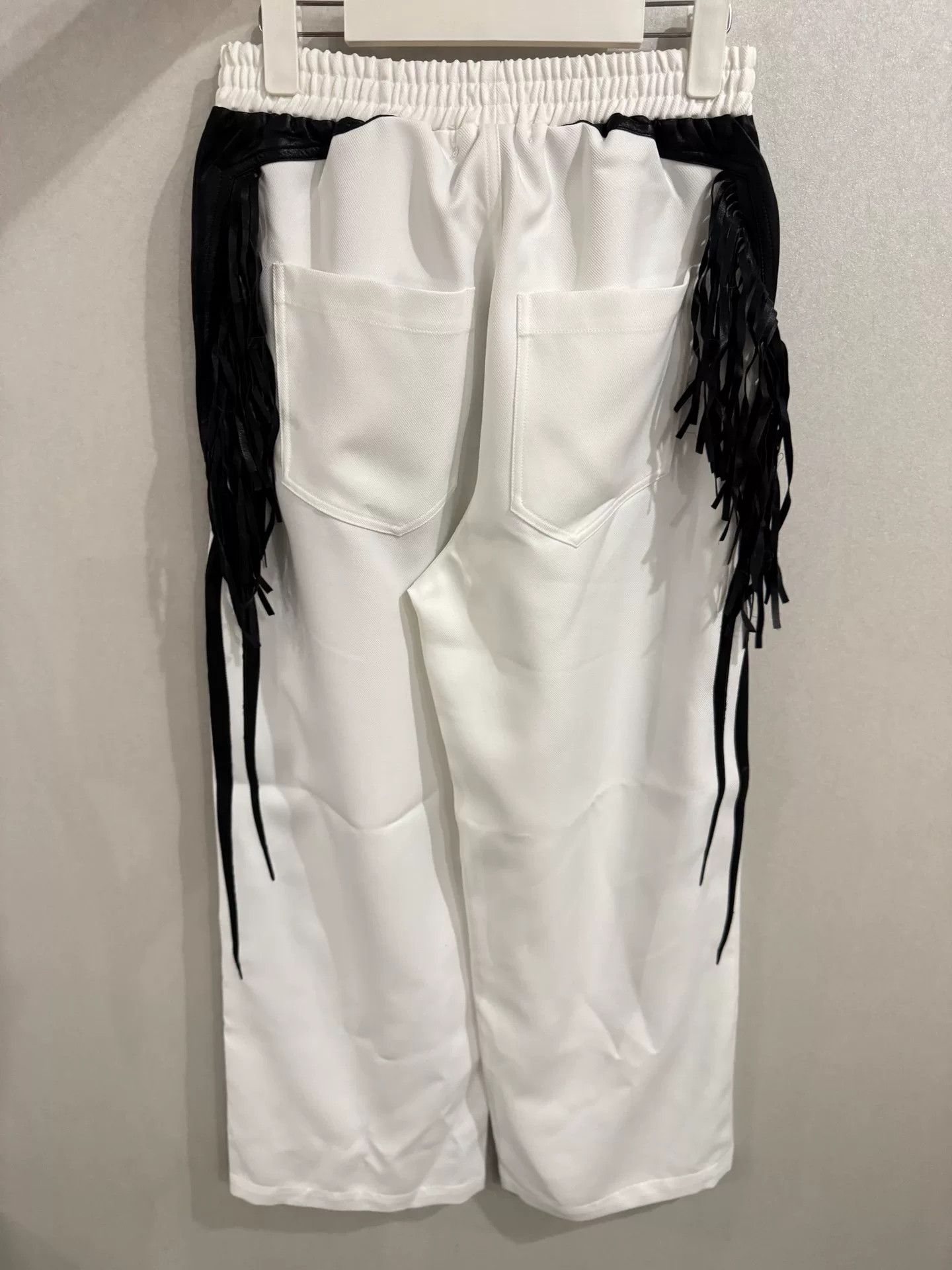 Only The Blind Blind No Plan White Leather Patchwork Fringe Track Pants Size 24" / US 00 / IT 34 - 2 Thumbnail