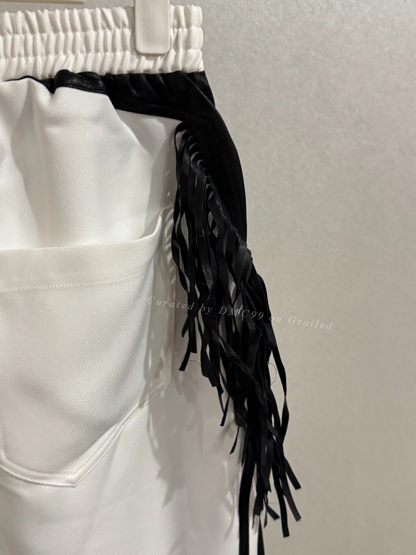 Only The Blind Blind No Plan White Leather Patchwork Fringe Track Pants Size 24" / US 00 / IT 34 - 3 Thumbnail
