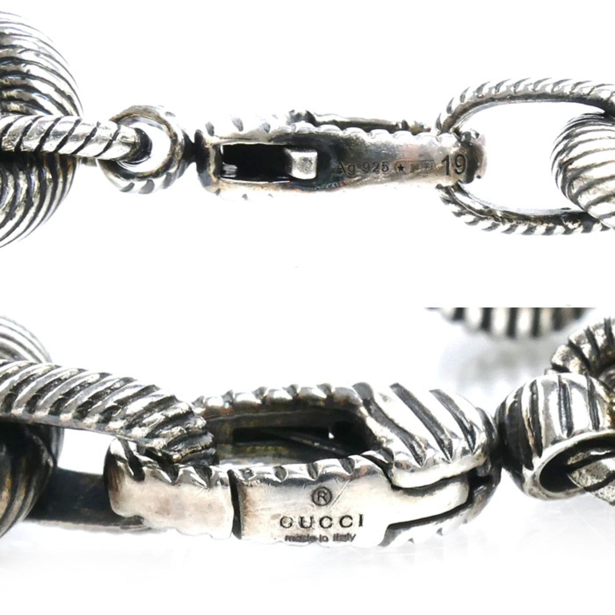 Gucci GUCCI Sterling Silver 925 Interlocking G Arabesque Bracelet, 122g, 21cm, Men's Size ONE SIZE - 4 Thumbnail