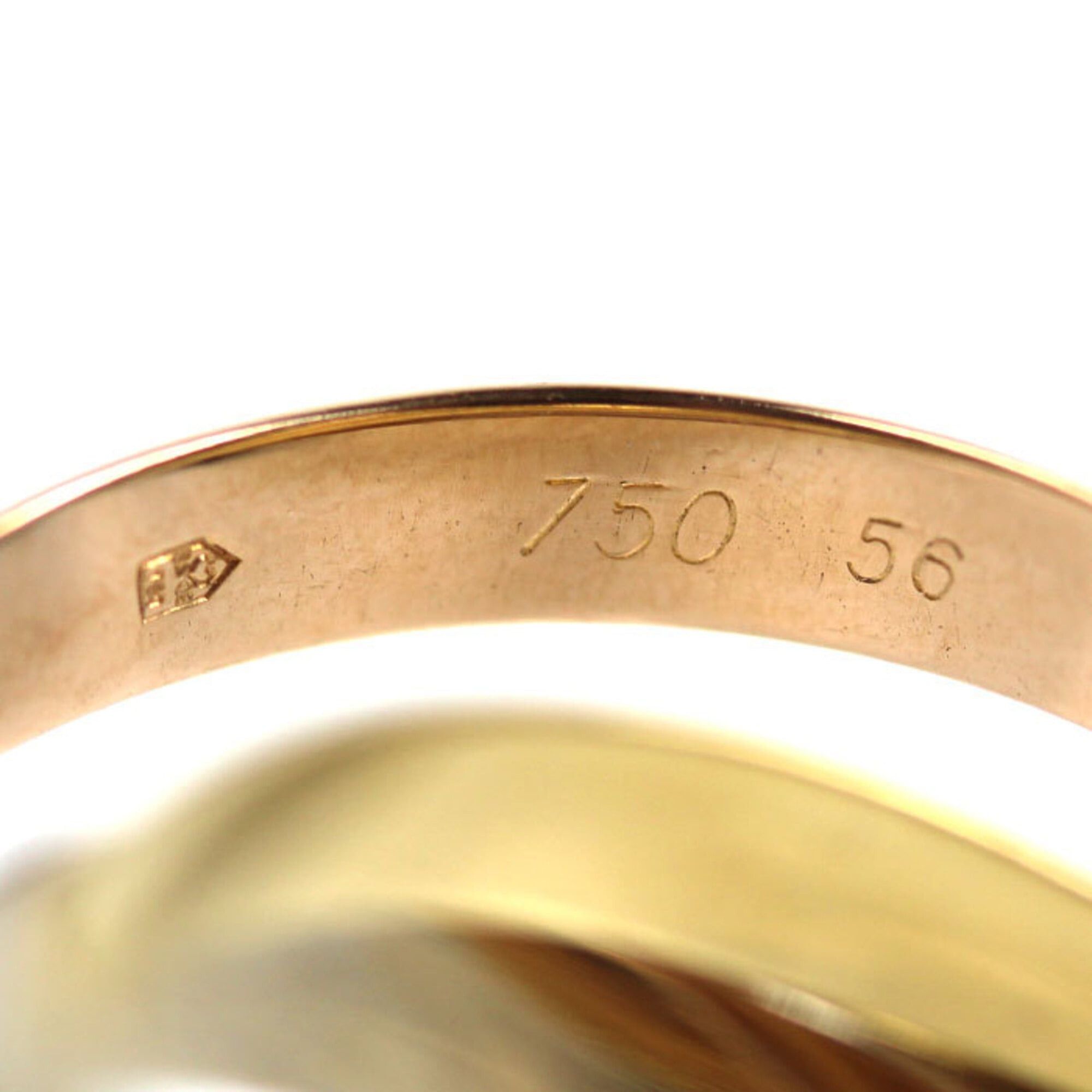 Cartier Cartier 18K Yellow Gold Pink White Les Must de Trinity Ring, Size 56, 8.9g, Women's Size ONE SIZE - 4 Thumbnail