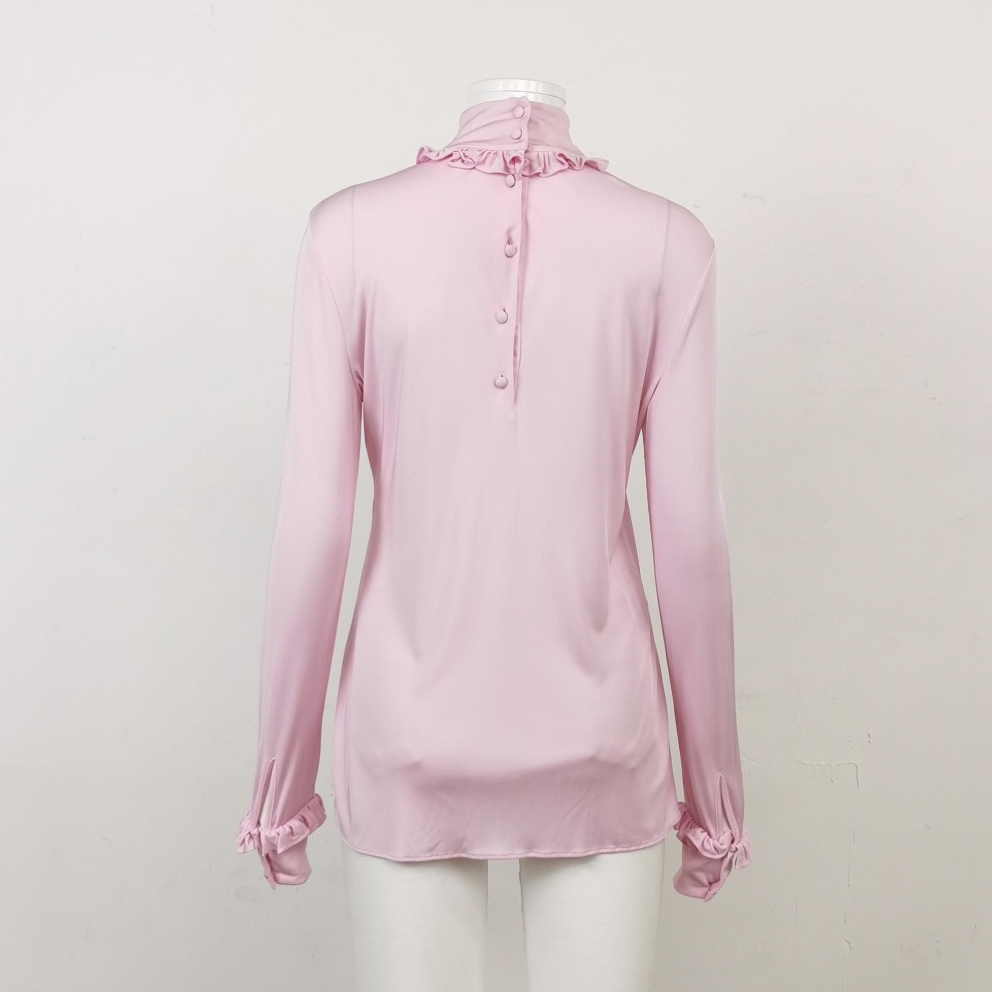 Prada Prada Pink Ruffled High Neck Long Sleeve Top Size 38 Size XS / US 0-2 / IT 36-38 - 2 Thumbnail