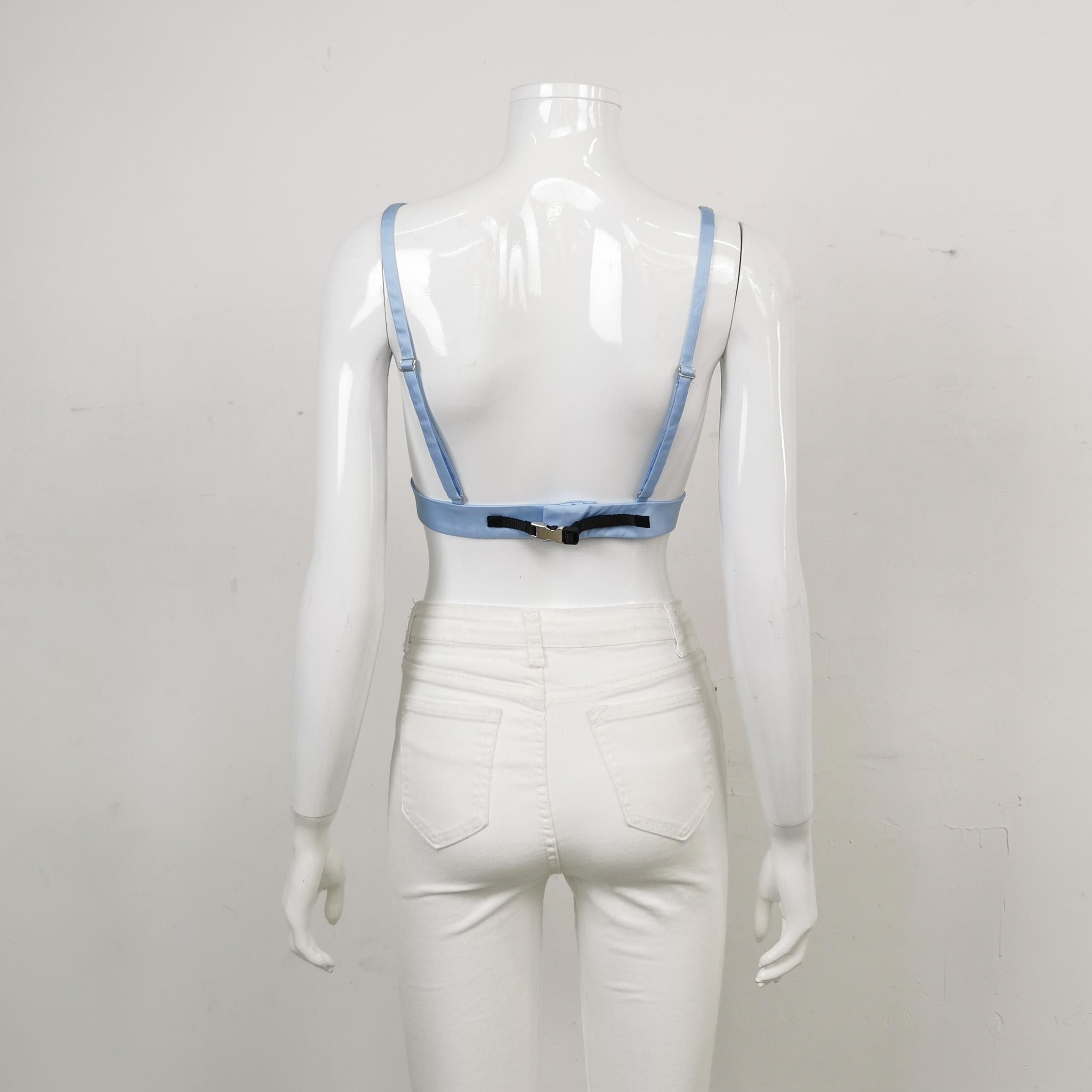 Prada Prada Light Blue Re-Nylon Triangle Logo Crop Top Size 42 Size M / US 6-8 / IT 42-44 - 2 Thumbnail