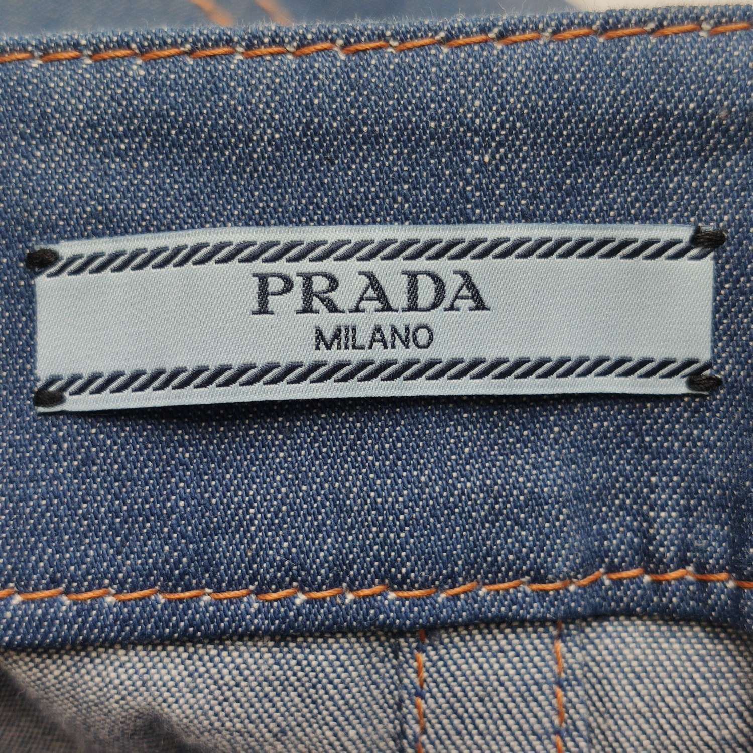 Prada Prada Logo Denim Mini Skirt IT 40 Size 27" / US 4 / IT 40 - 4 Thumbnail