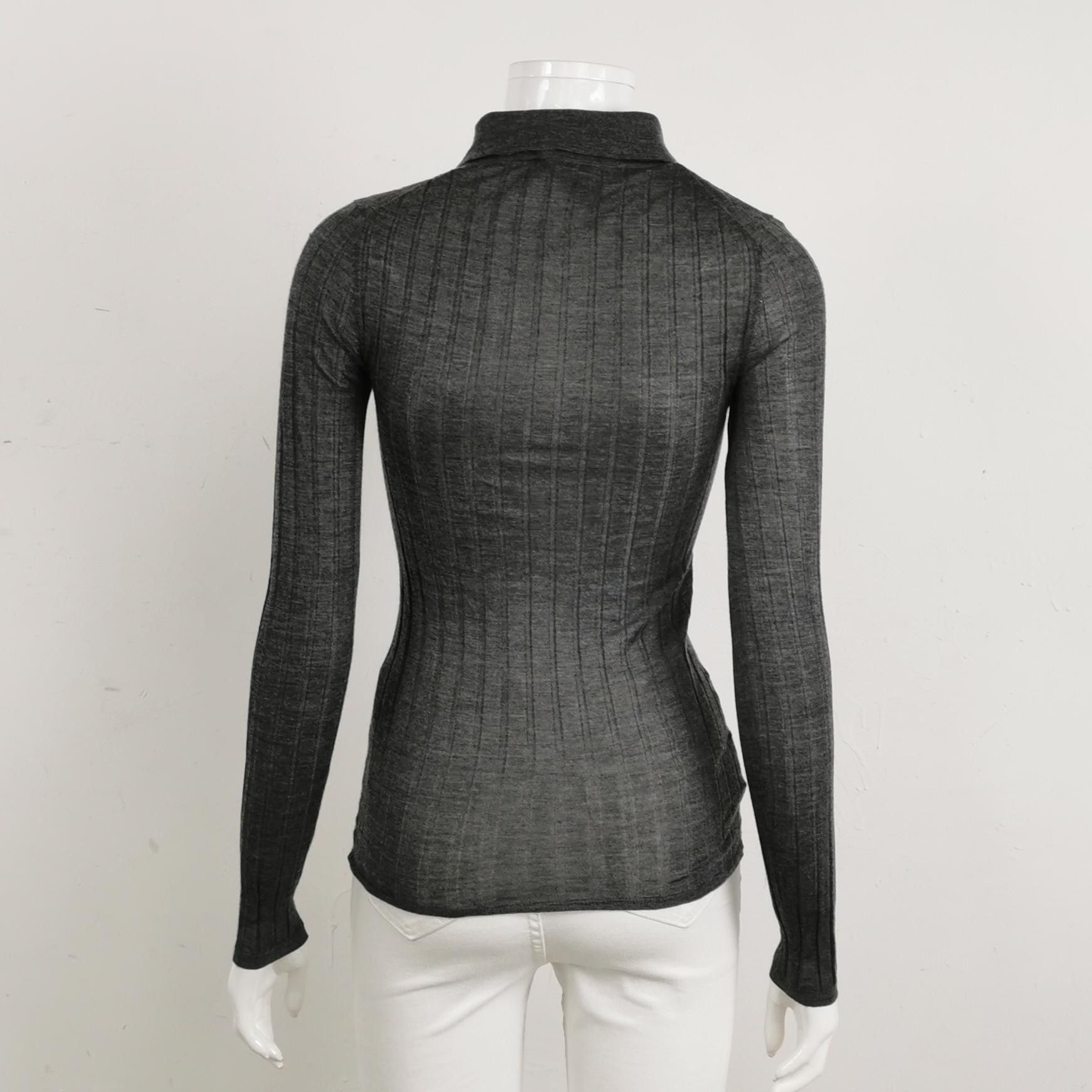 Prada Prada Ribbed Cashmere Silk Knit Polo Size 36 Size XS / US 0-2 / IT 36-38 - 2 Thumbnail