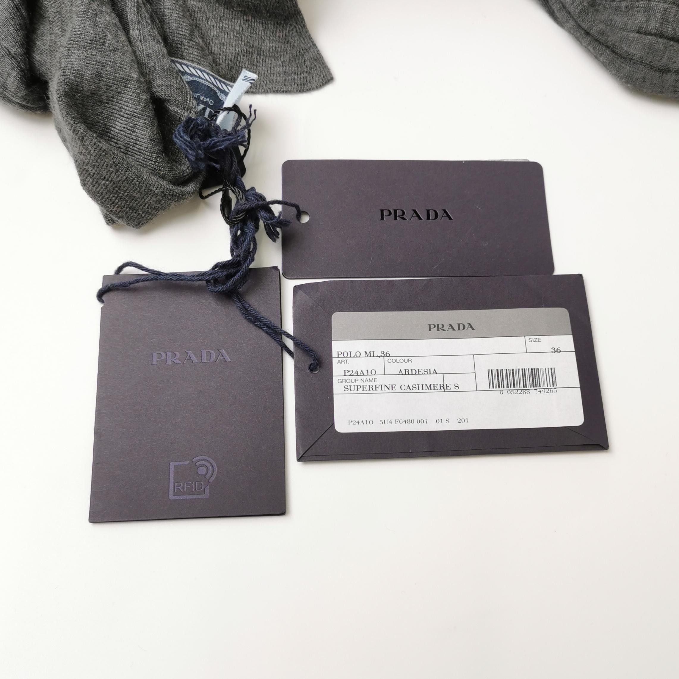 Prada Prada Ribbed Cashmere Silk Knit Polo Size 36 Size XS / US 0-2 / IT 36-38 - 3 Thumbnail