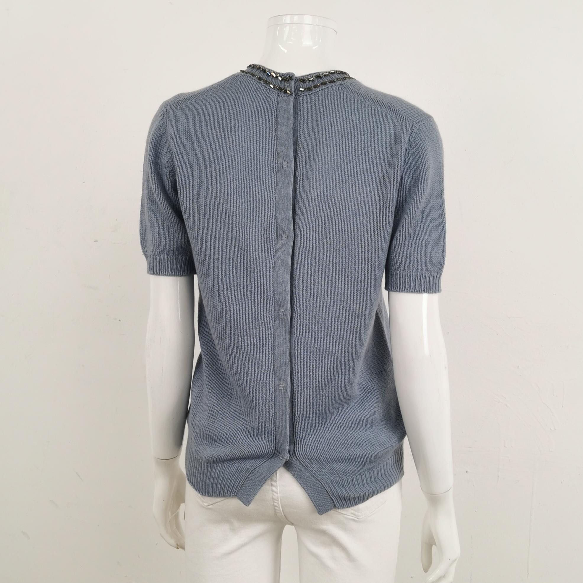 Prada Prada Cashmere Rhinestone Trim Knit Top Size 40 Size S / US 4 / IT 40 - 2 Thumbnail