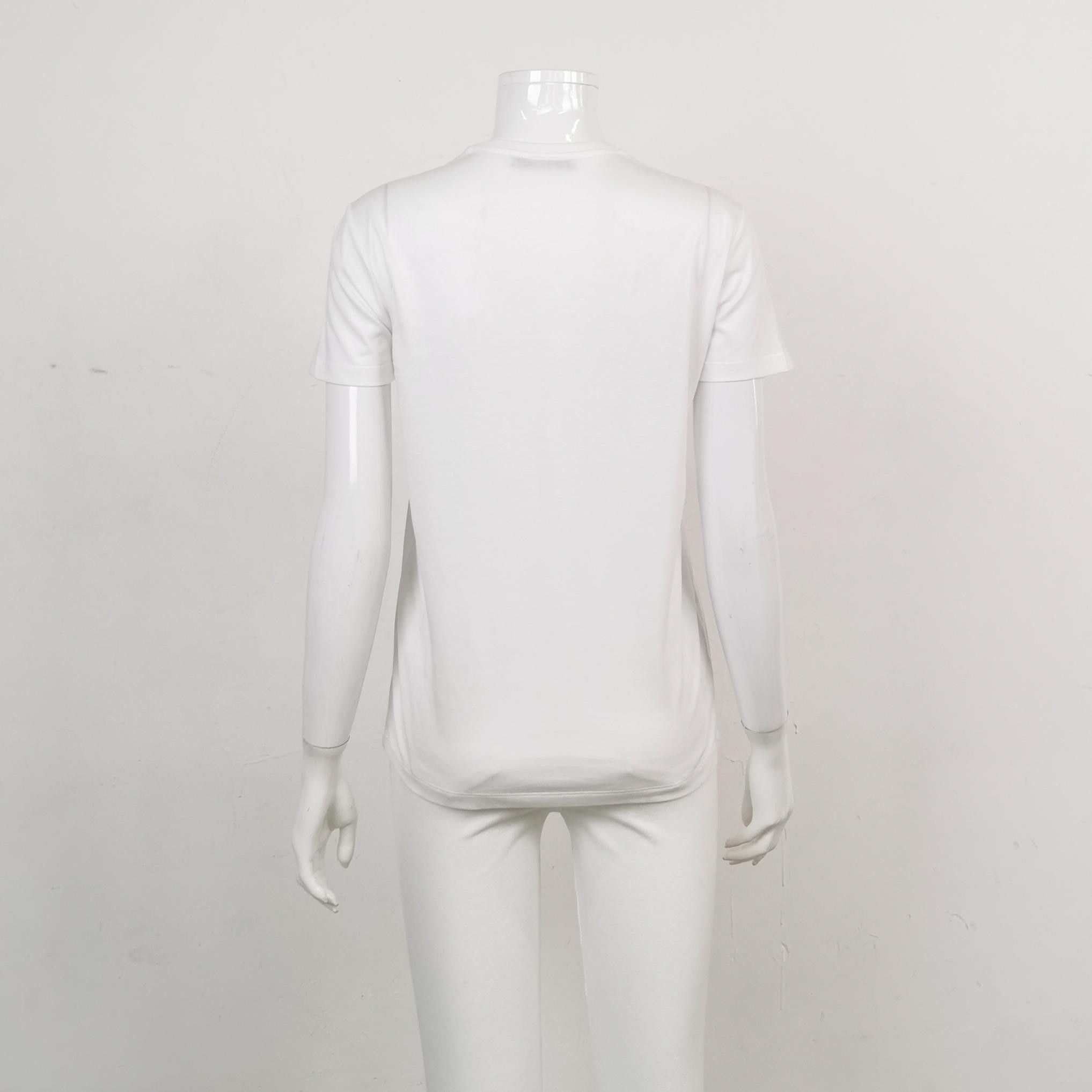 Prada Prada White Cotton Short Sleeve T-Shirt Size M Size US M / EU 48-50 / 2 - 2 Thumbnail