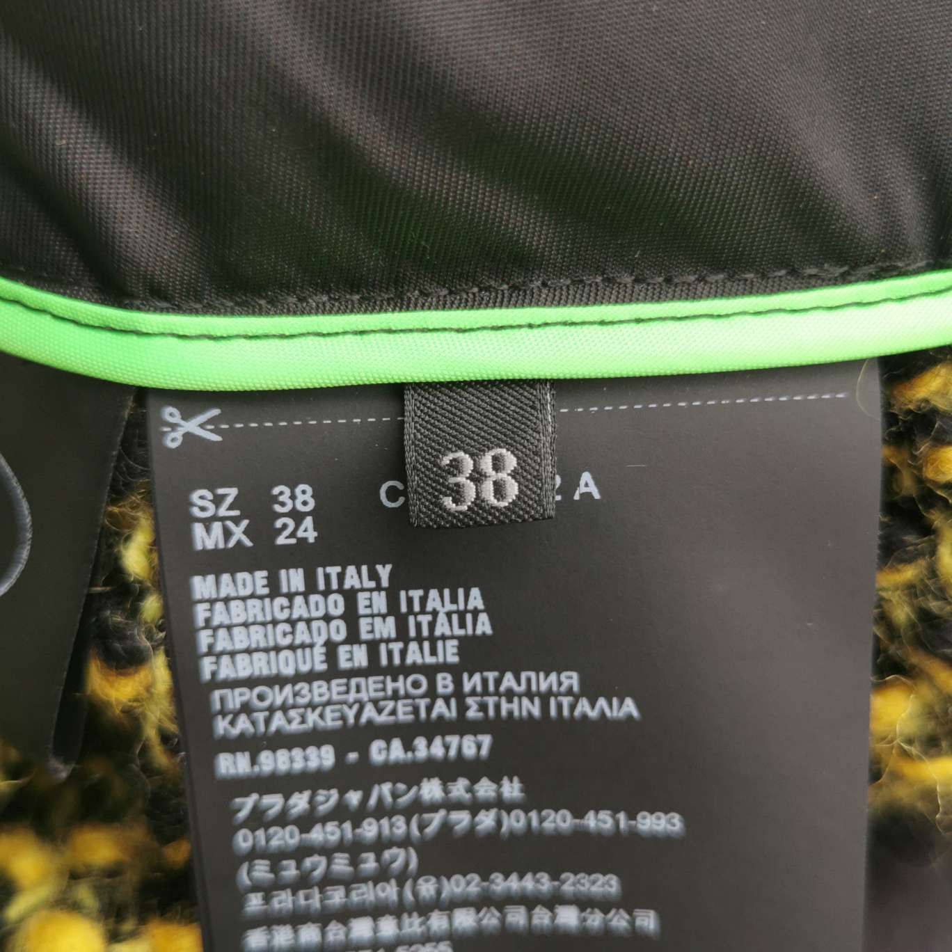 Prada Prada Yellow Black Logo Knit Mini Skirt Size 38 Size 26" / US 2 / IT 38 - 6 Thumbnail