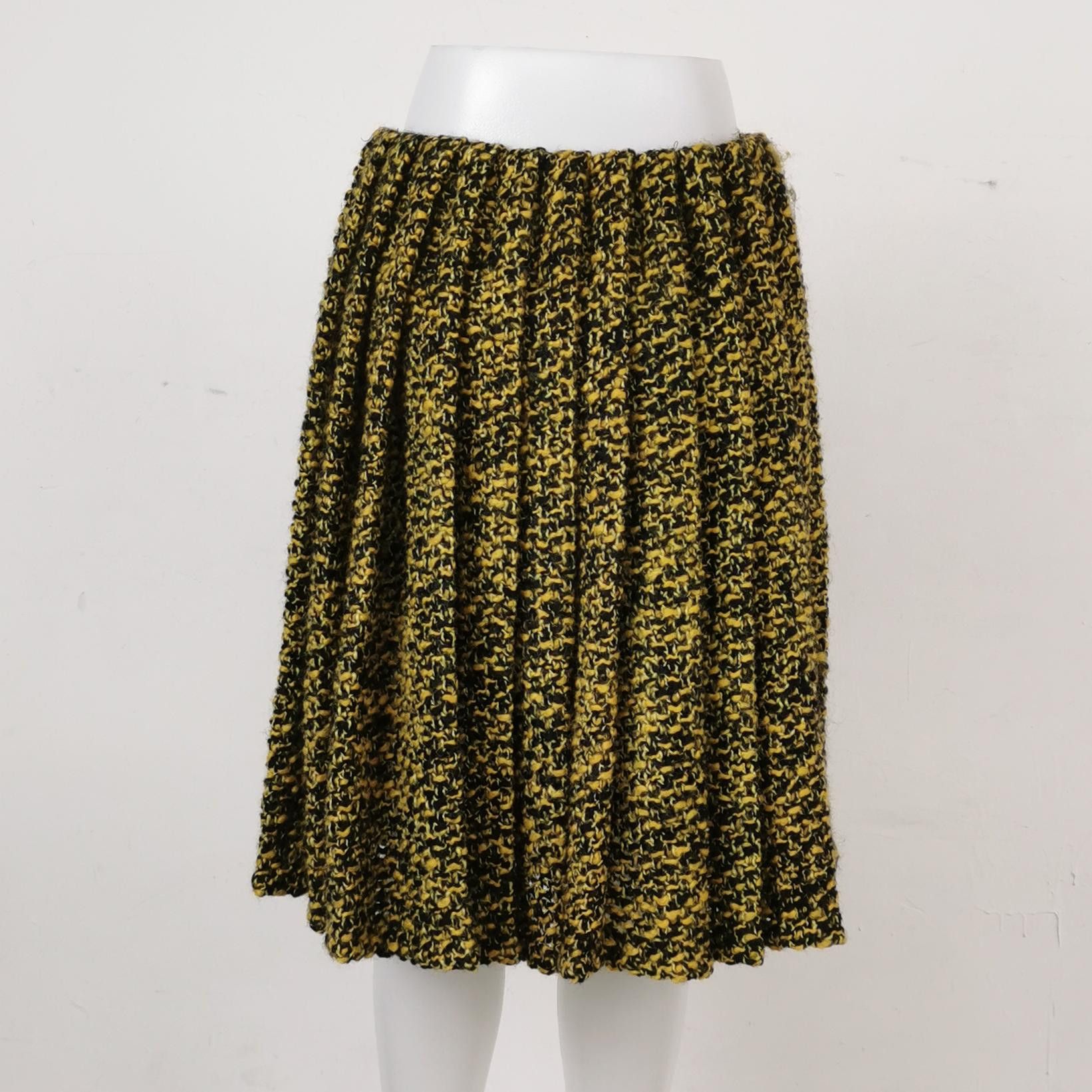 Prada Prada Yellow Black Logo Knit Mini Skirt Size 38 Size 26" / US 2 / IT 38 - 2 Thumbnail