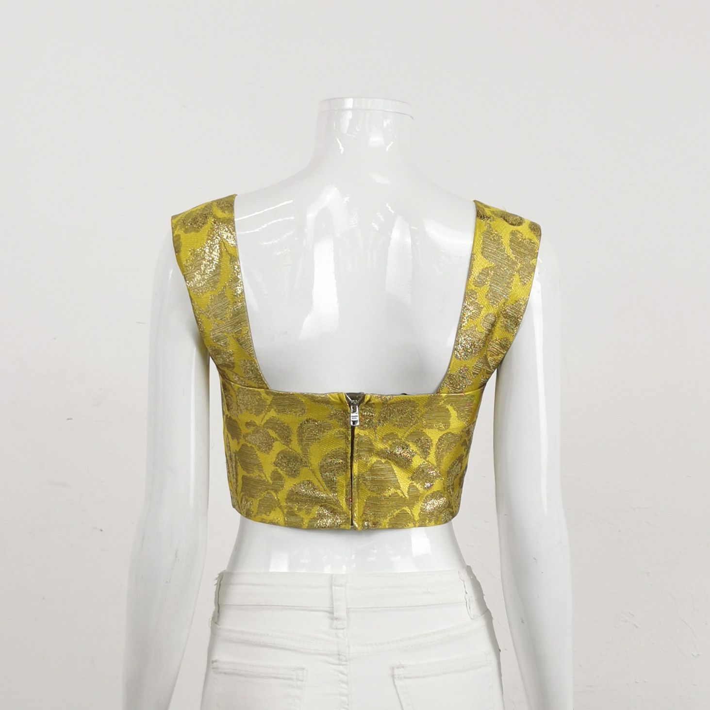Prada Prada Metallic Floral Jacquard Crop Top Size 38 Size XS / US 0-2 / IT 36-38 - 2 Thumbnail