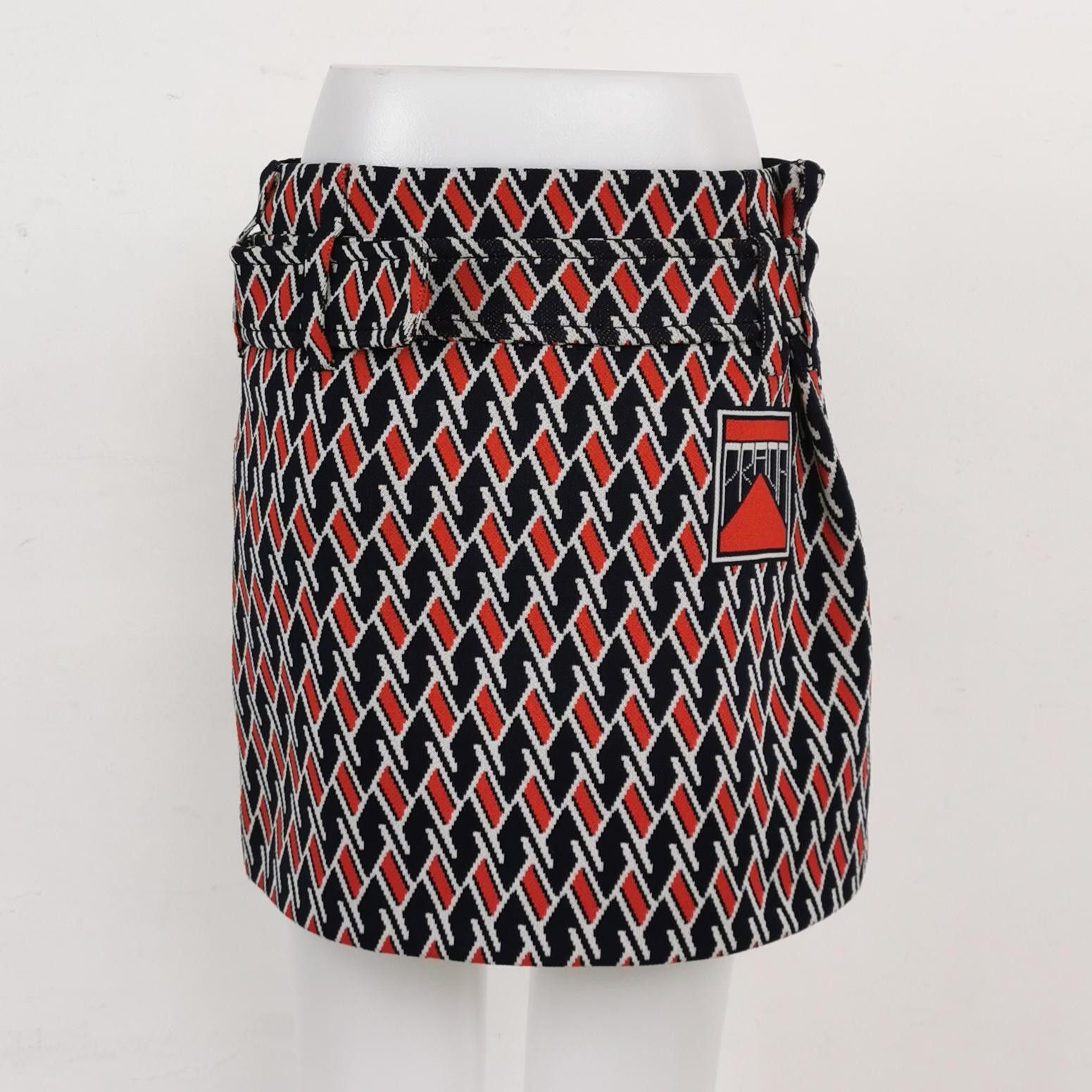 Prada Prada Geometric Pattern Belted Mini Skirt Size 38 Size 26" / US 2 / IT 38 - 2 Thumbnail