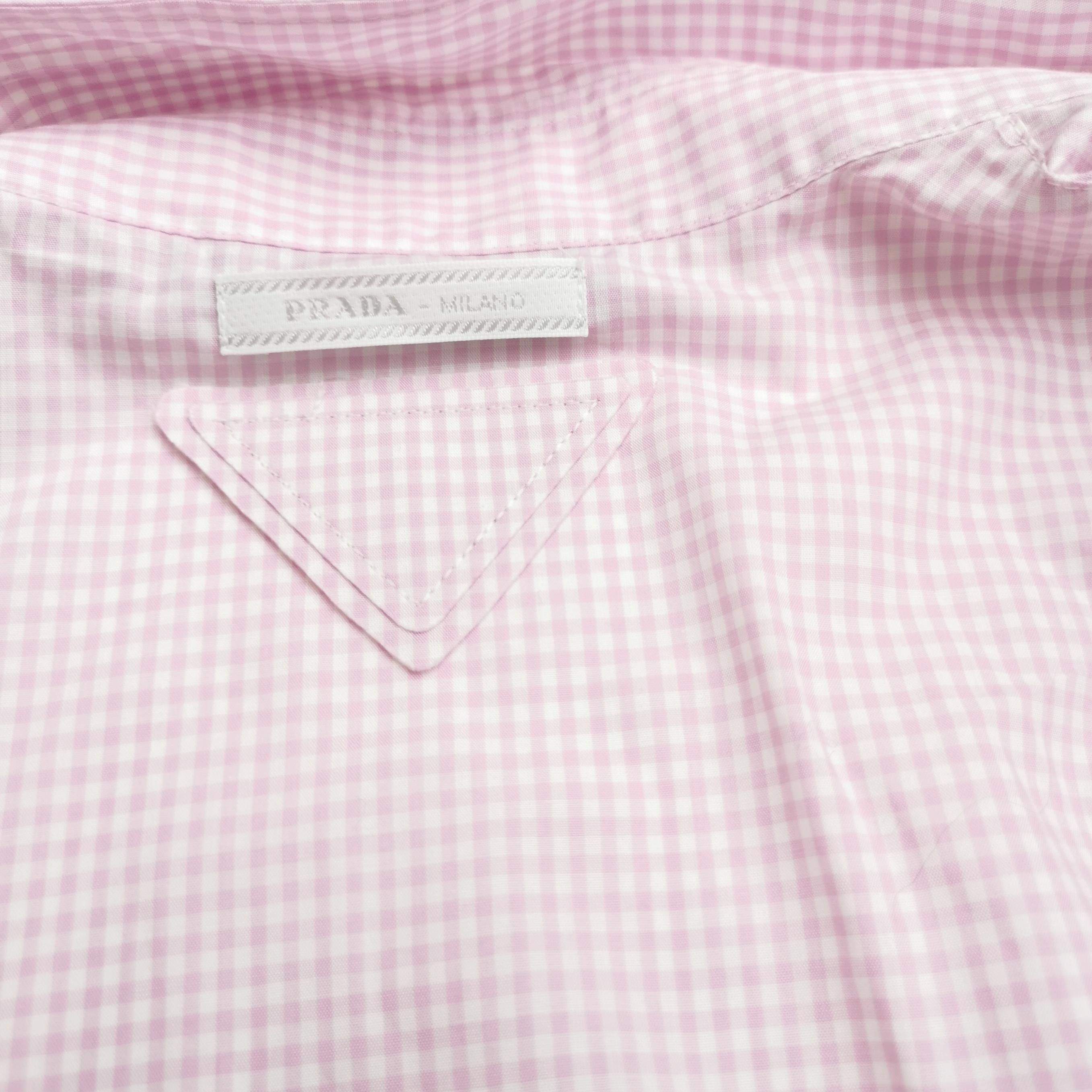 Prada Prada Pink Gingham Ruffle Crop Top Size 38 Size XS / US 0-2 / IT 36-38 - 3 Thumbnail