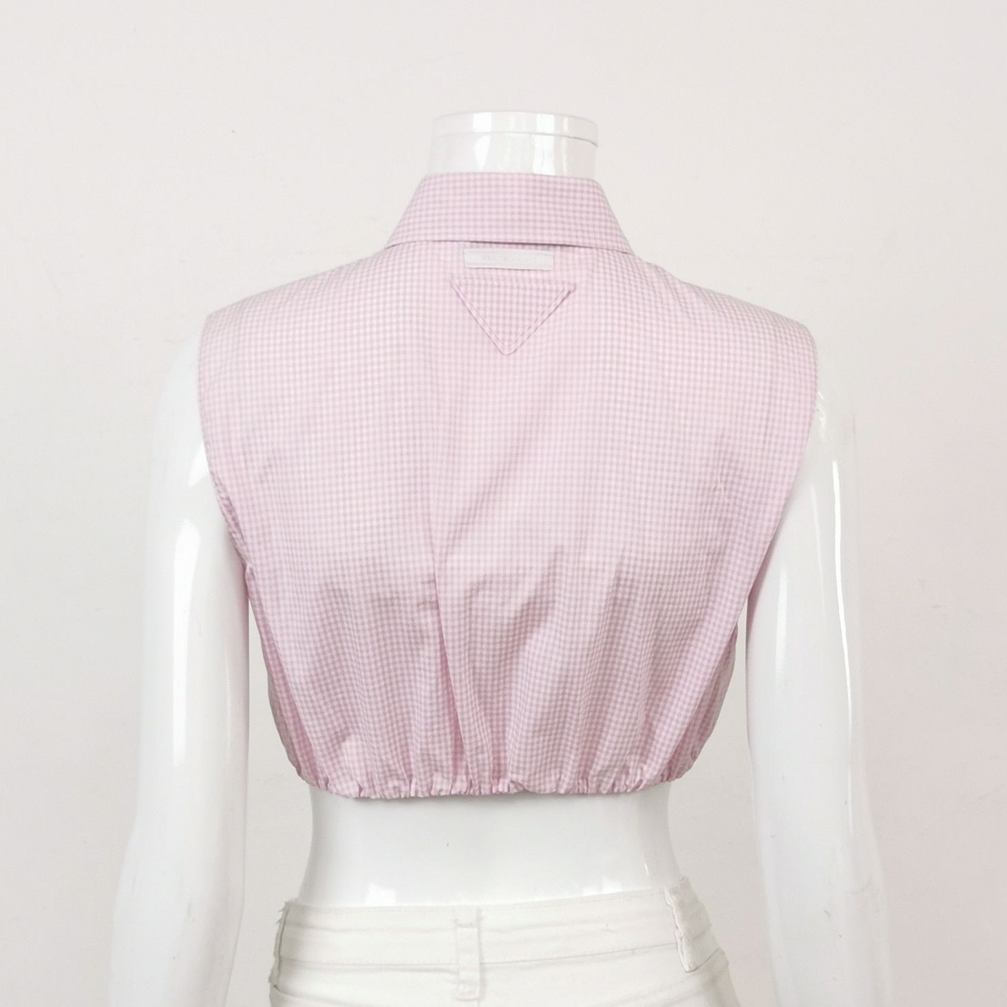 Prada Prada Pink Gingham Ruffle Crop Top Size 38 Size XS / US 0-2 / IT 36-38 - 2 Thumbnail