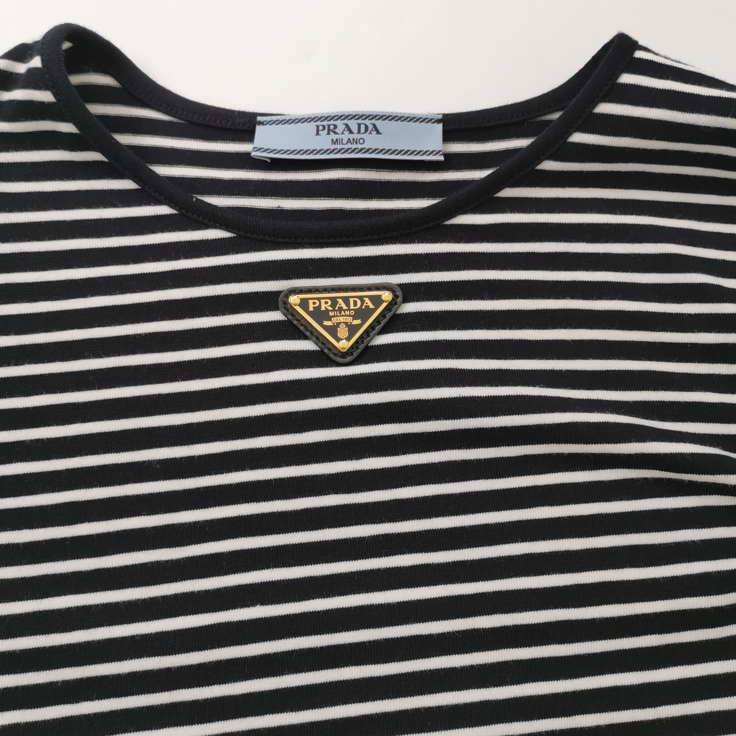 Prada Prada Striped Logo T-Shirt Size IT 40 Size S / US 4 / IT 40 - 3 Thumbnail