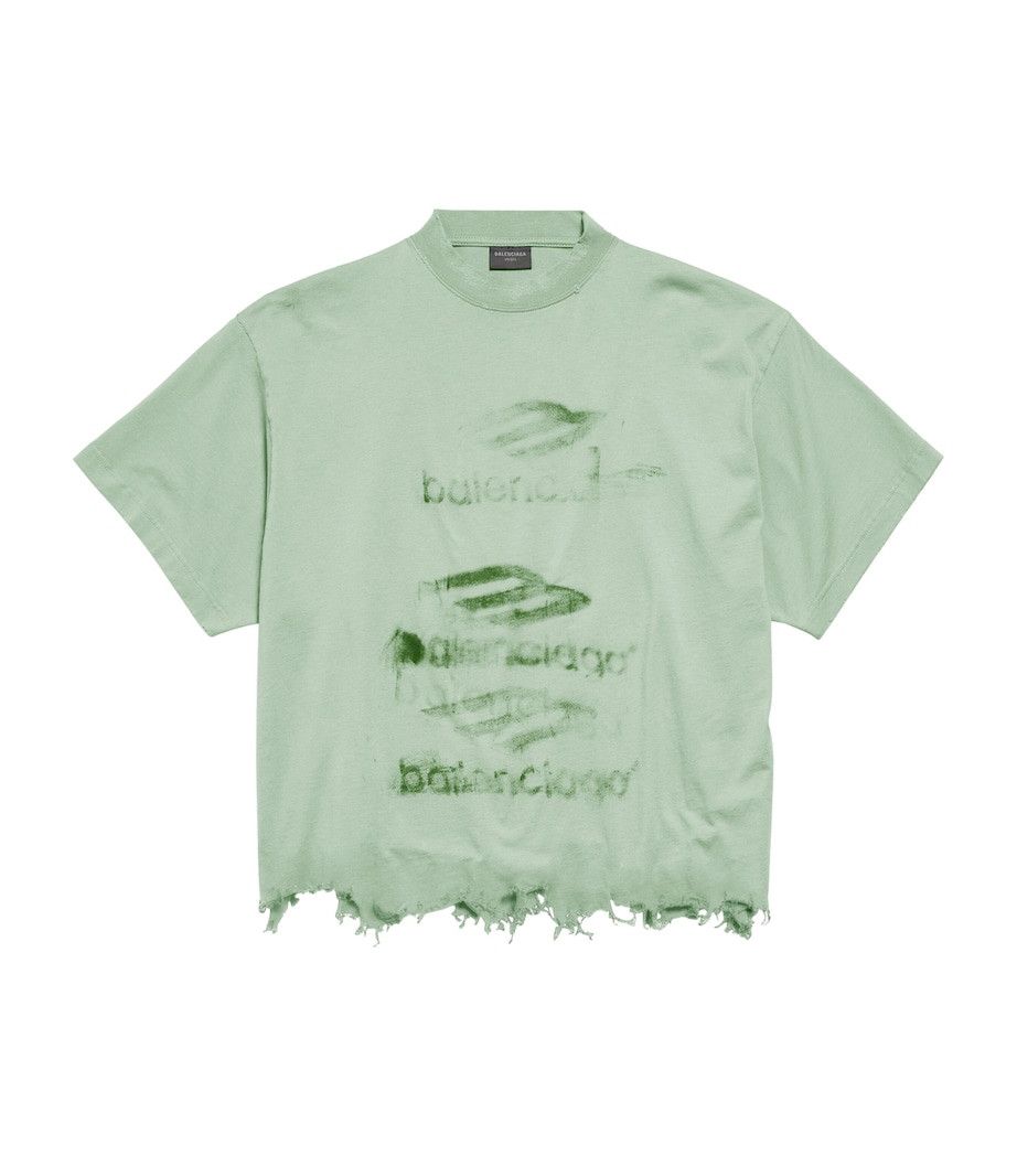 Balenciaga DIY Imprint Cotton Cropped Graphic T-Shirt in green Size US XXL / EU 58 / 5 - 3 Thumbnail