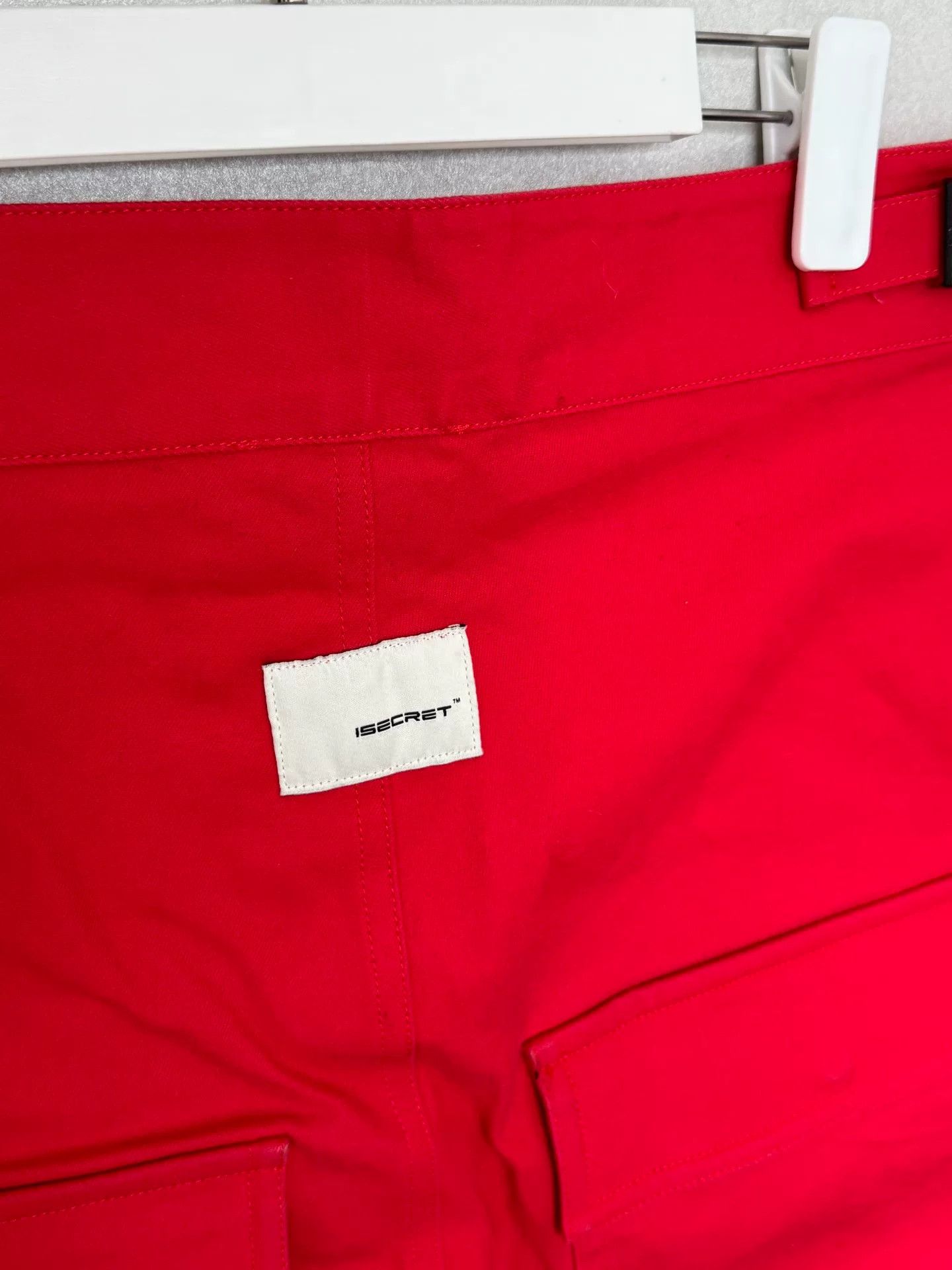 Vintage ISECRET Multi-pocket Red Cargo Pants Size US 35 - 3 Thumbnail
