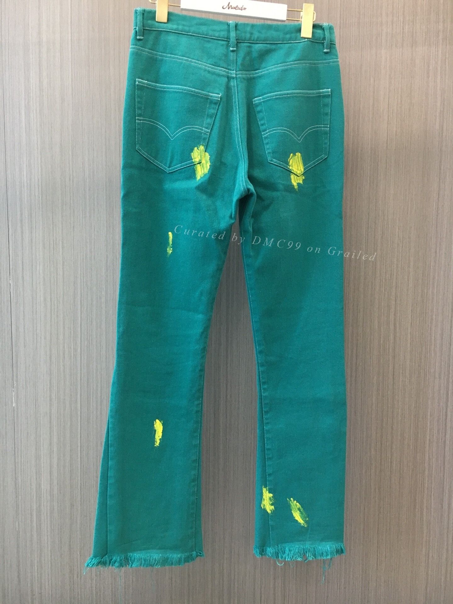 Vintage ISECRET Emerald Green Splatter Jeans Size 24" / US 00 / IT 34 - 2 Thumbnail