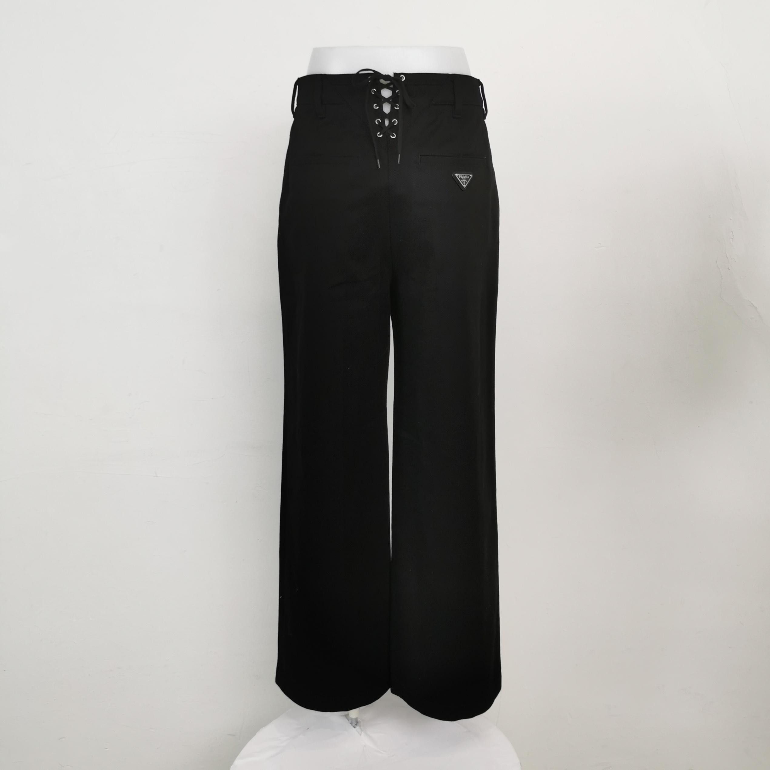 Prada Prada Triangular Logo Lace Back Pants Size 36 Size 25" / US 0 / IT 36 - 2 Thumbnail