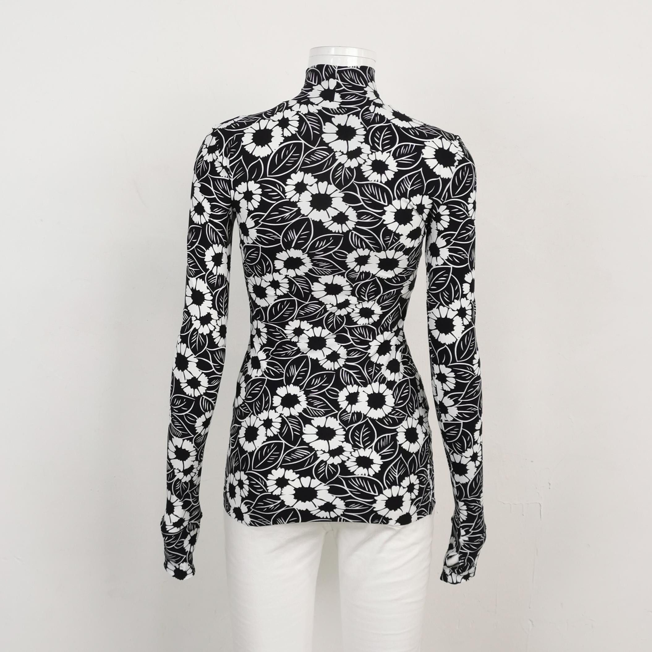 Prada Prada Floral High Neck Long Sleeve Top Size 38 Size XS / US 0-2 / IT 36-38 - 2 Thumbnail
