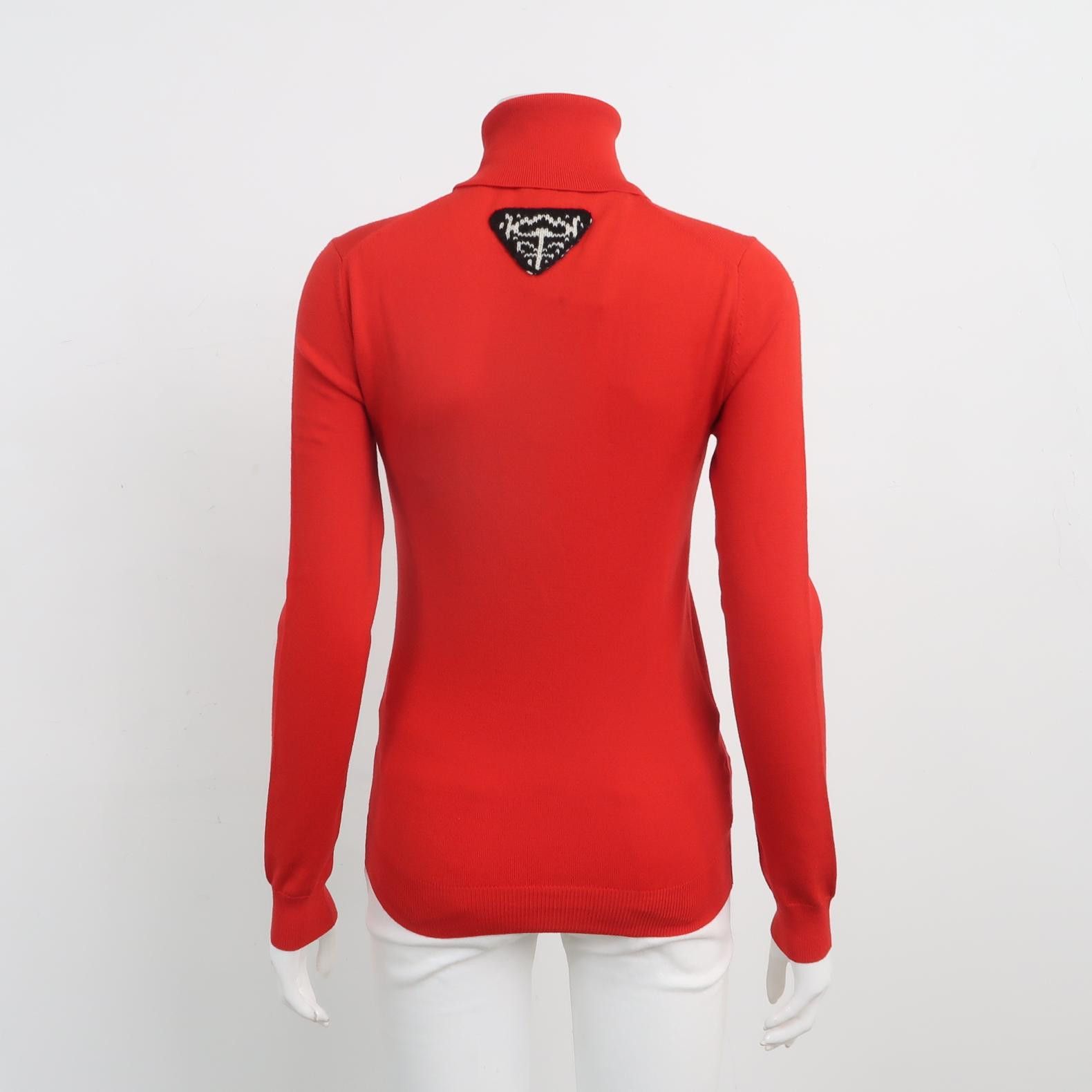 Prada Prada Red Turtleneck Logo Sweater Size 36 Size XS / US 0-2 / IT 36-38 - 2 Thumbnail