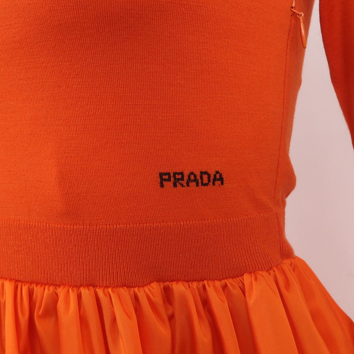 Prada Prada Orange Logo Knit Midi Dress Size 40 Size S / US 4 / IT 40 - 3 Thumbnail