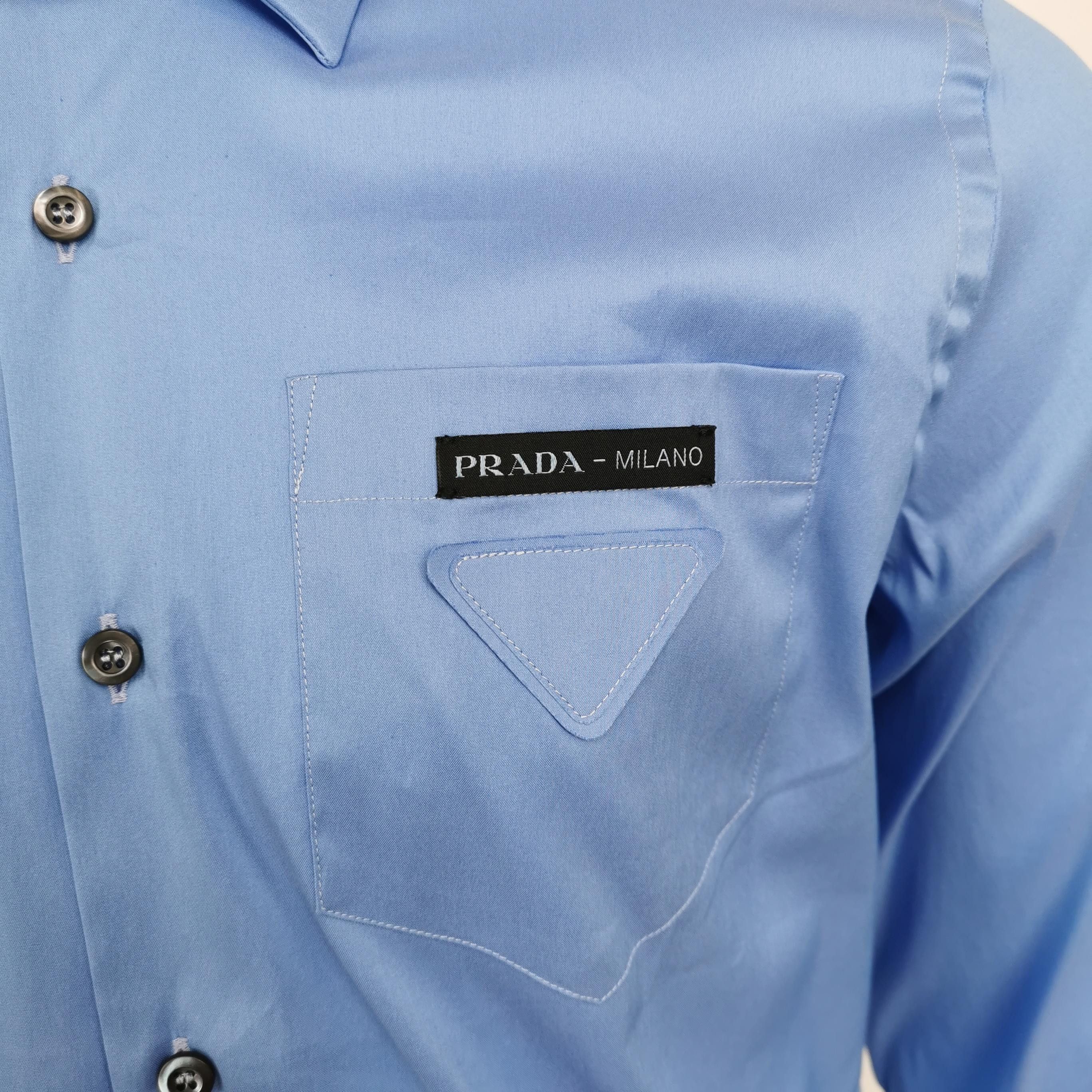 Prada Prada Blue Popeline Button Up Shirt Size M Size US M / EU 48-50 / 2 - 3 Thumbnail
