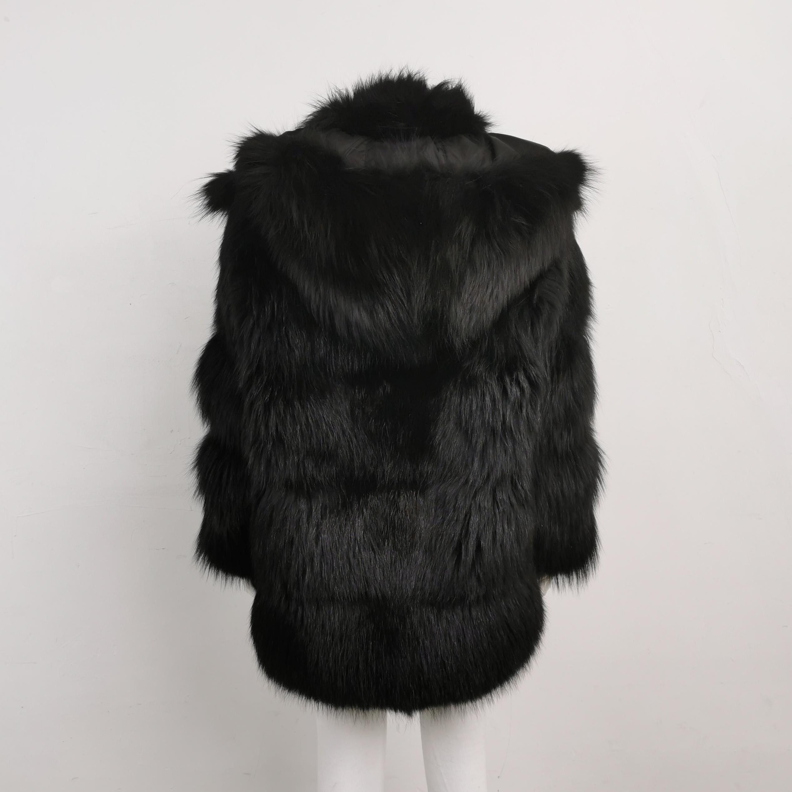 Prada Prada Black Fox Fur Hooded Jacket Size IT 36 Size XS / US 0-2 / IT 36-38 - 2 Thumbnail
