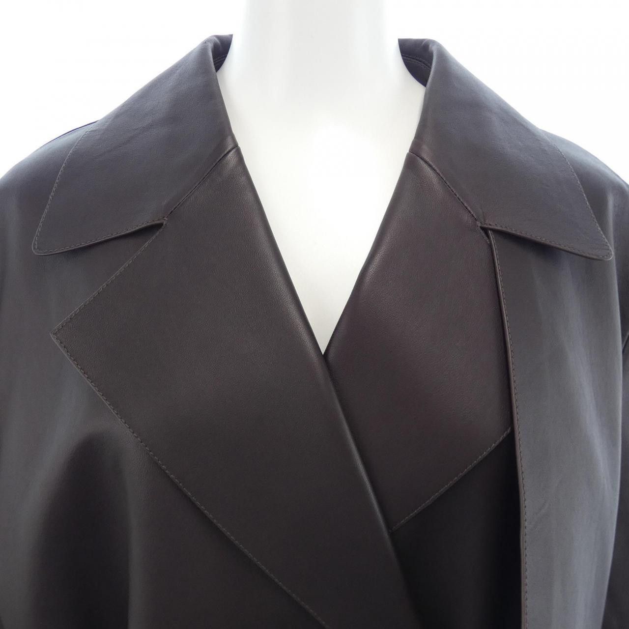 Theory Theory Theory Leather Coat Leather Outerwear 01-5360803 DUTY FREE for USA Size ONE SIZE - 5 Thumbnail