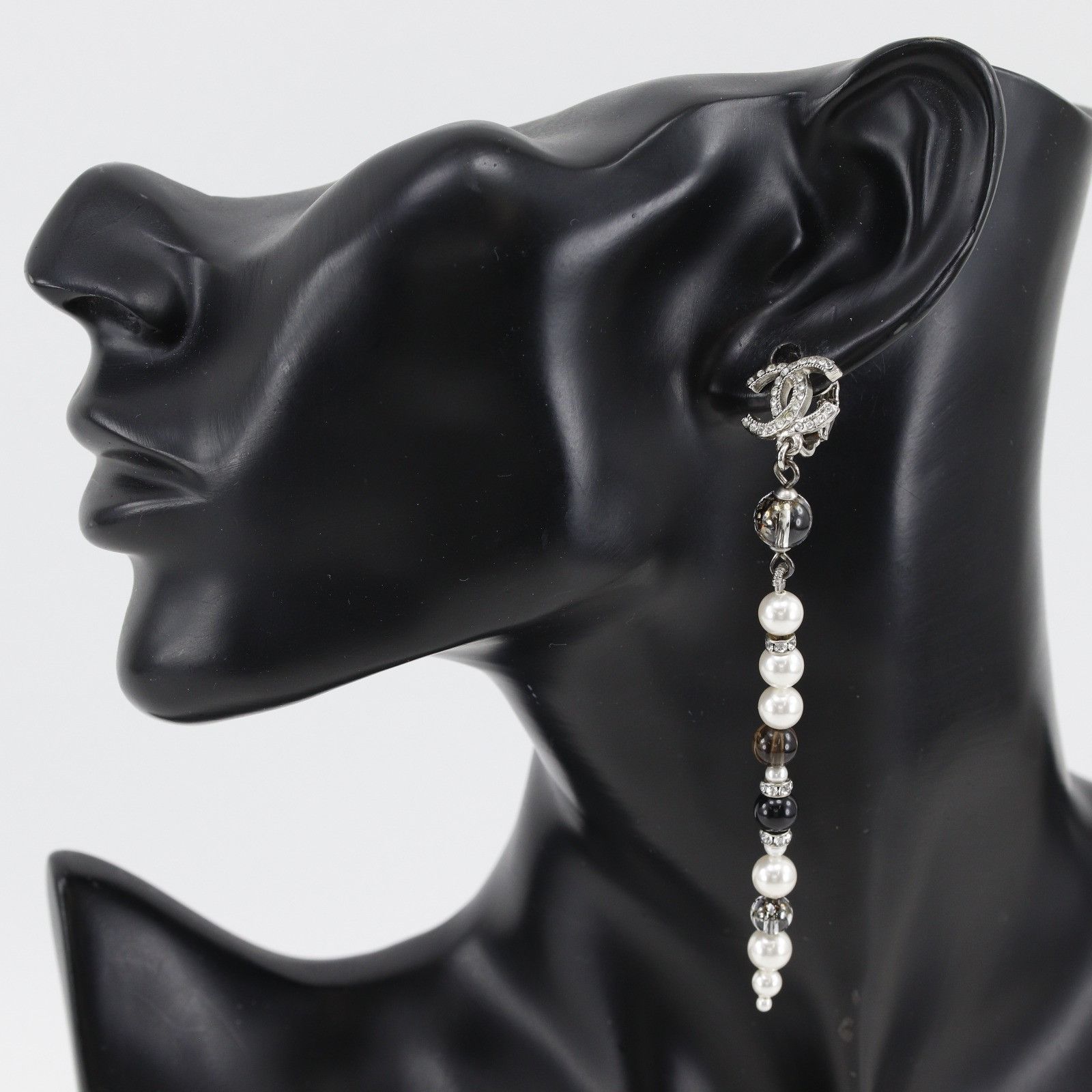 Chanel Chanel Chanel Coco Mark Pearl Rhinestone Long Earrings Metal Earrings A19K DUTY FREE for USA Size ONE SIZE - 2 Thumbnail