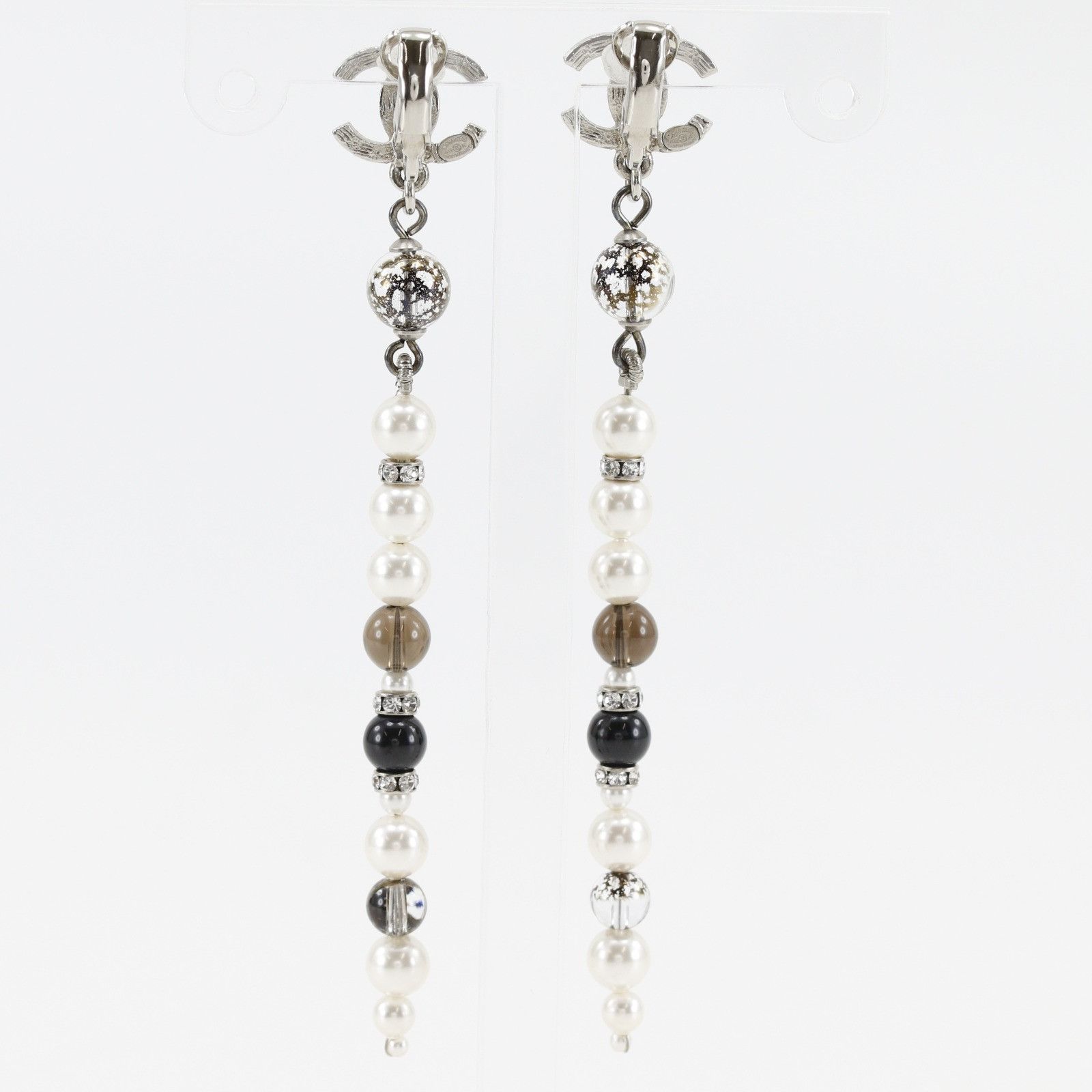 Chanel Chanel Chanel Coco Mark Pearl Rhinestone Long Earrings Metal Earrings A19K DUTY FREE for USA Size ONE SIZE - 3 Thumbnail