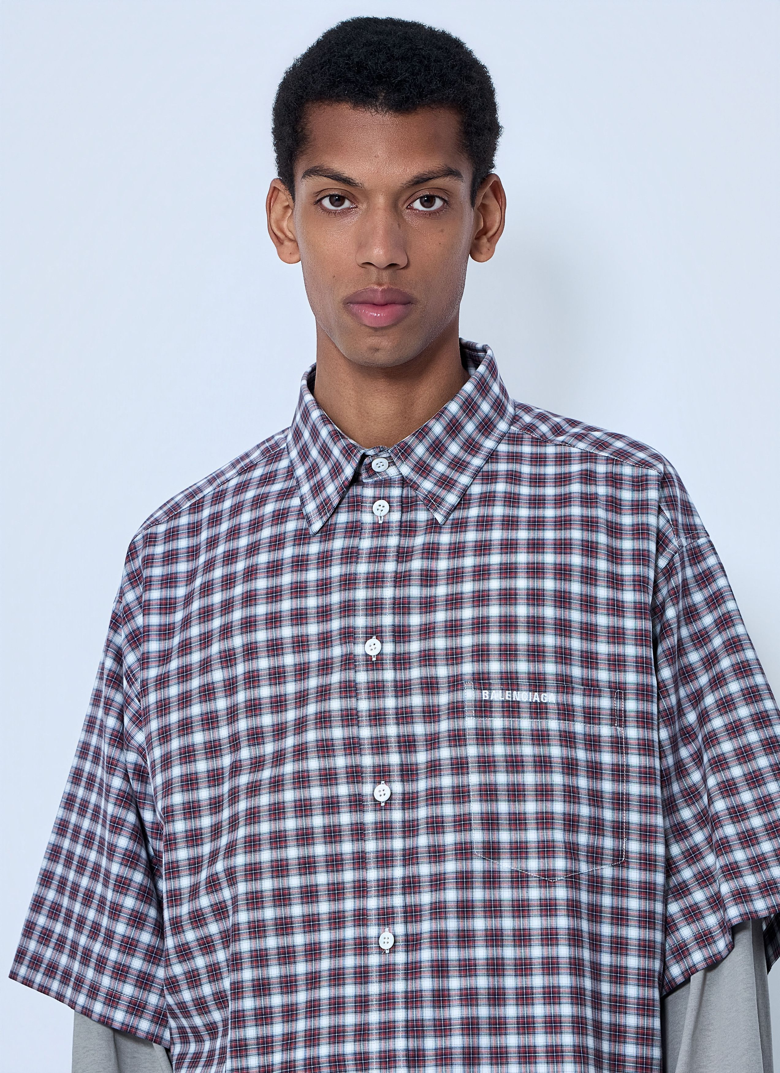 Balenciaga Layered Check Shirt Size US XL / EU 56 / 4 - 5 Thumbnail